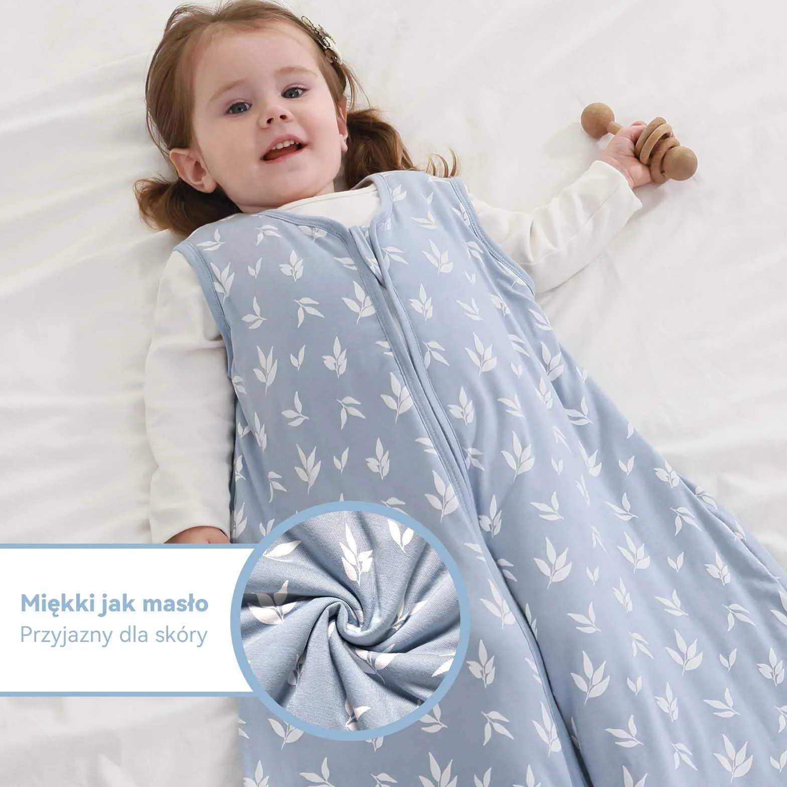 Śpiworek dziecięcy 1,0 Tog, 2 sztuki, supermiękki wiskoza, wykonany z bambusa, czysty organiczny worek do spania dla niemowląt, wiosna lato(niebieski, rozmiar M)