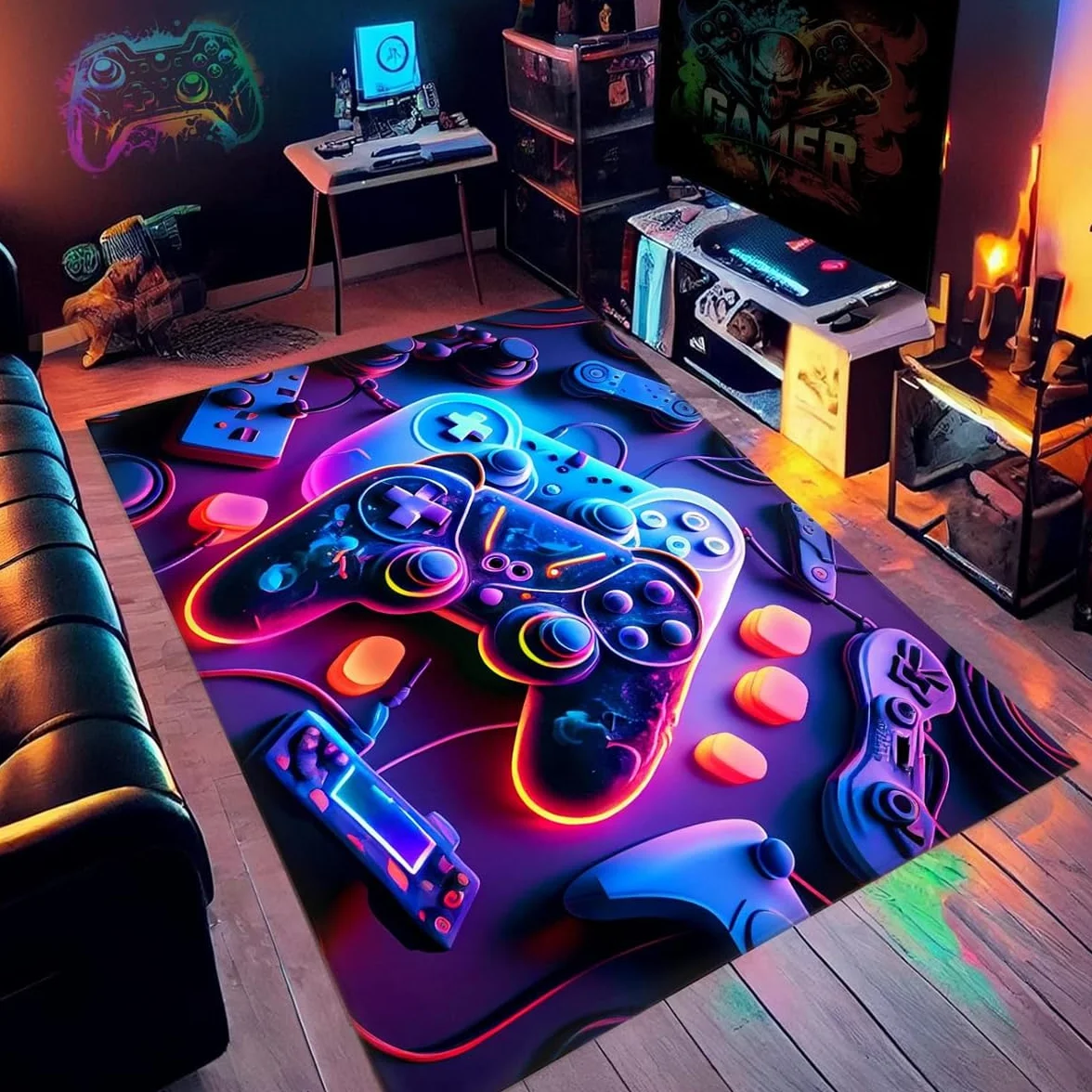 Dywaniki gamingowe do sypialni, chłopców, nastolatków, dzieci, dziewcząt, gier, sypialnia, akcesoria, tapeta gracza, dywan, nowoczesny, 3D, fajny, wizualny, salon, małe maty podłogowe,