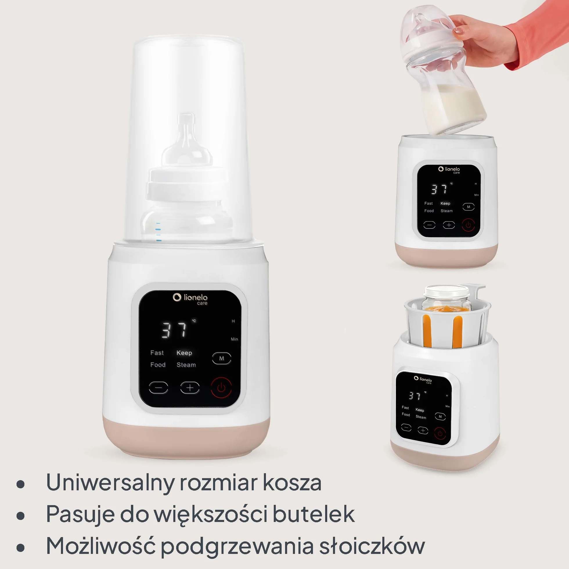 Lionelo Thermup 3.0 Elektryczny podgrzewacz do butelek dla niemowląt 6 w 1 ze sterylizatorem – podgrzewanie, rozmrażanie i sterylizacja posiłków dla niemowląt, 400 W, wyświetlacz dotykowy, 35-100 °C