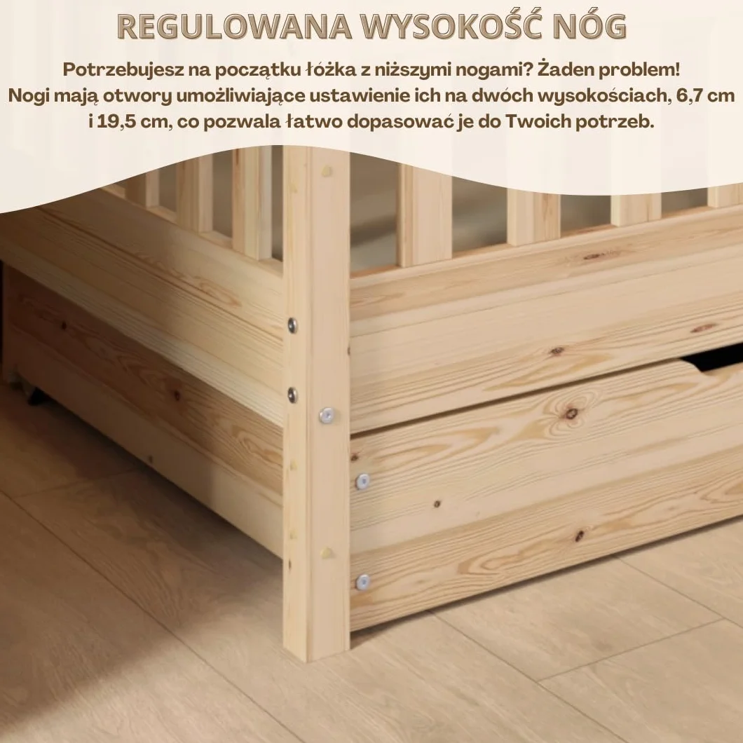 Crazy Blanco 160x80 naturalne drewno + szuflady