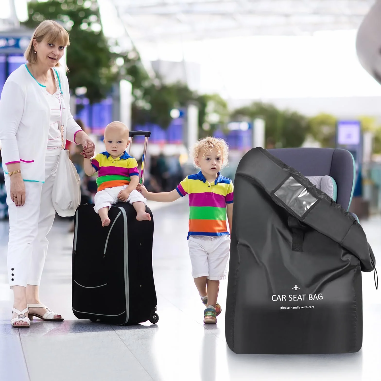 Torba podróżna na siedzenie samochodowe - YSSHUI idealna torba na kratkę do podróży samolotem, nylon, uniwersalny rozmiar, pasuje do większości foteli samochodowych, pasek na ramię w zestawie (czarny)