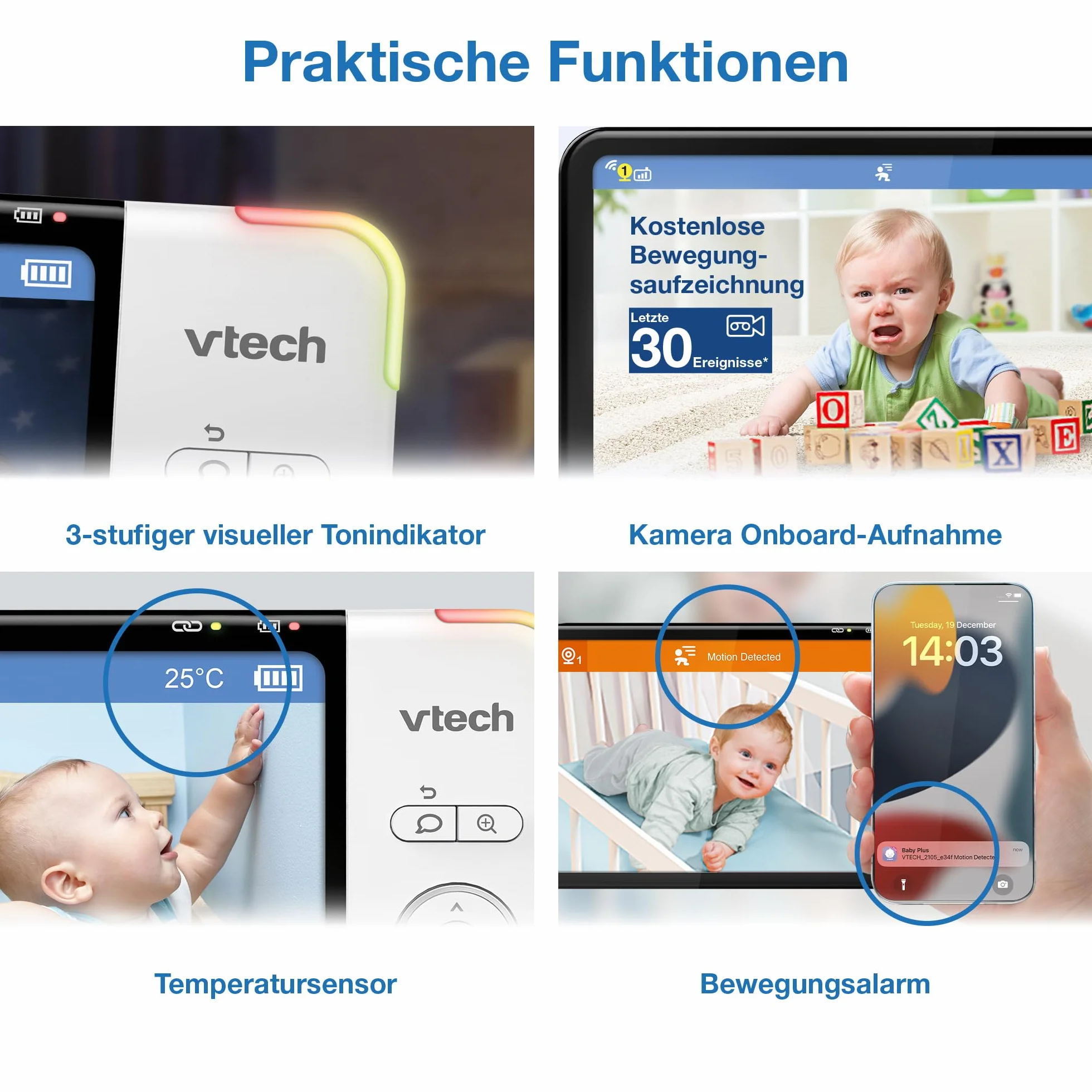 Vtech RM7764HD z kamerą 1080p WiFi Remote Access, wideo o przekątnej 7", 360° Pan i Tilt, z kamerą HD Night Vision 2-Way Talk czujnik temperatury, iOS i Android