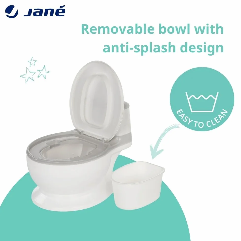Jané First Potty, nauka nocnika, z dźwiękiem, łatwa do czyszczenia, antypoślizgowa, odporna na zachlapanie, zdejmowana miska