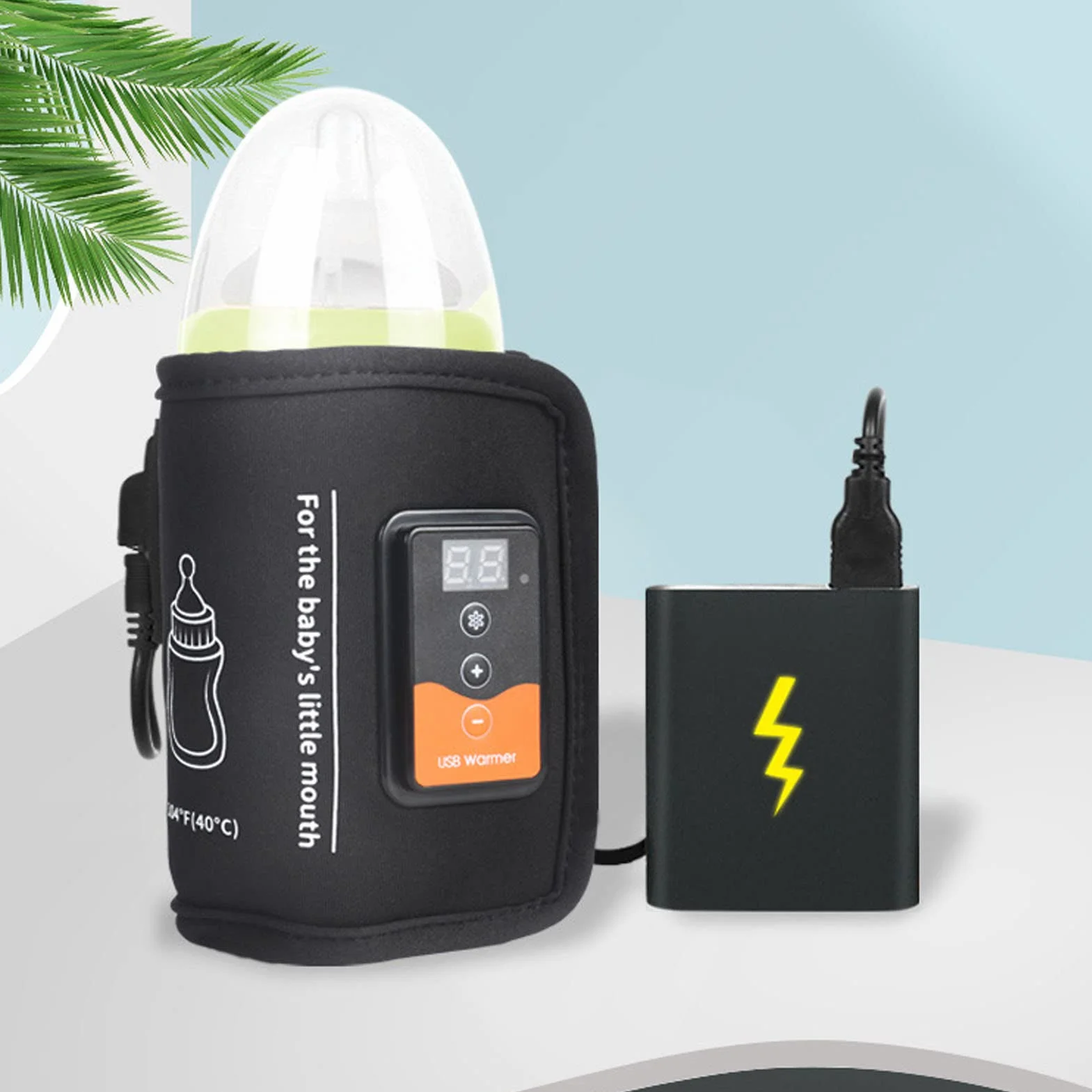 Podgrzewacz do Butelek USB 10 W Kieszonkowy Termostat do Butelek Przenośny Podgrzewacz do Butelek z Wyświetlaczem LCD ze smyczą z Haczykiem i pętelką, Podróżny Podgrzewacz do