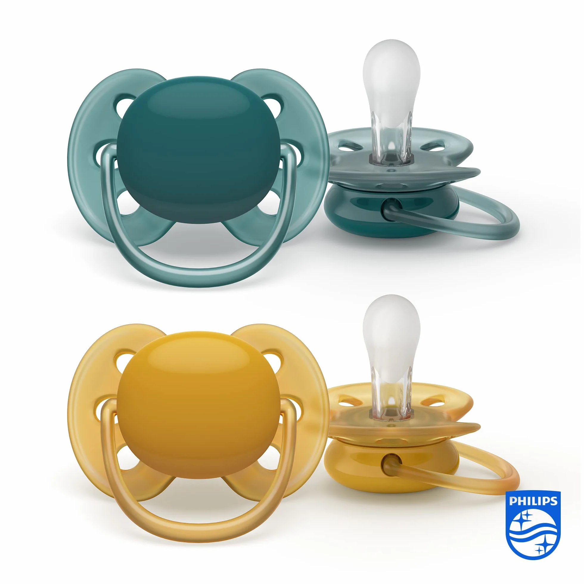 Philips Avent Bardzo miękkie smoczki bez BPA dla dzieci w wieku 6-18 miesięcy, ciemnozielone/żółte (model SCF091/04)