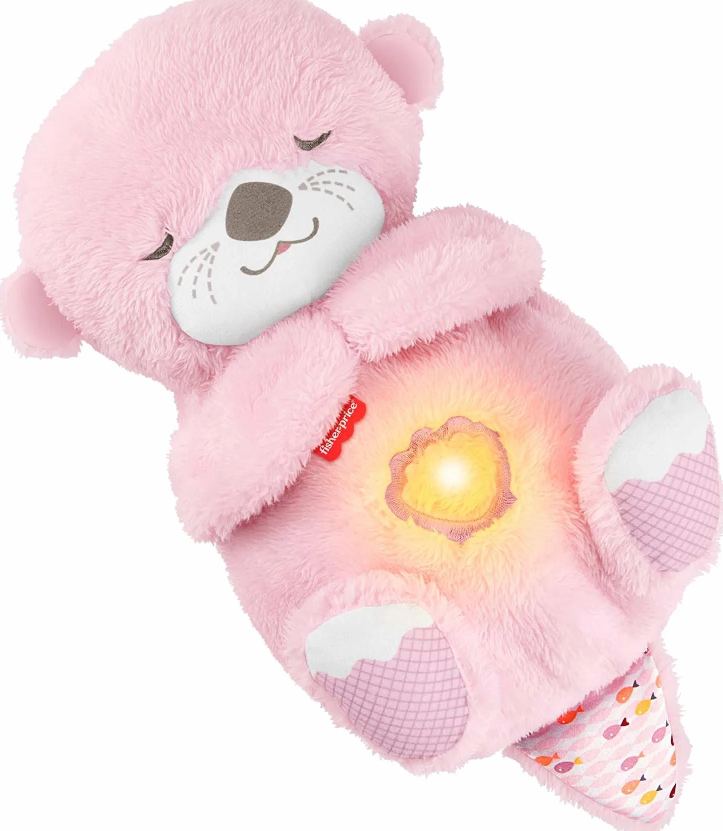 Fisher-Price Różowa Wydra Usypianka-Przytulanka Oddychający uspokajacz, przenośny pluszowy dźwiękowy usypiacz, ruch „oddychania” i światełko, zabawka sensoryczna, przytulanka dla dzieci 0+, JLJ33