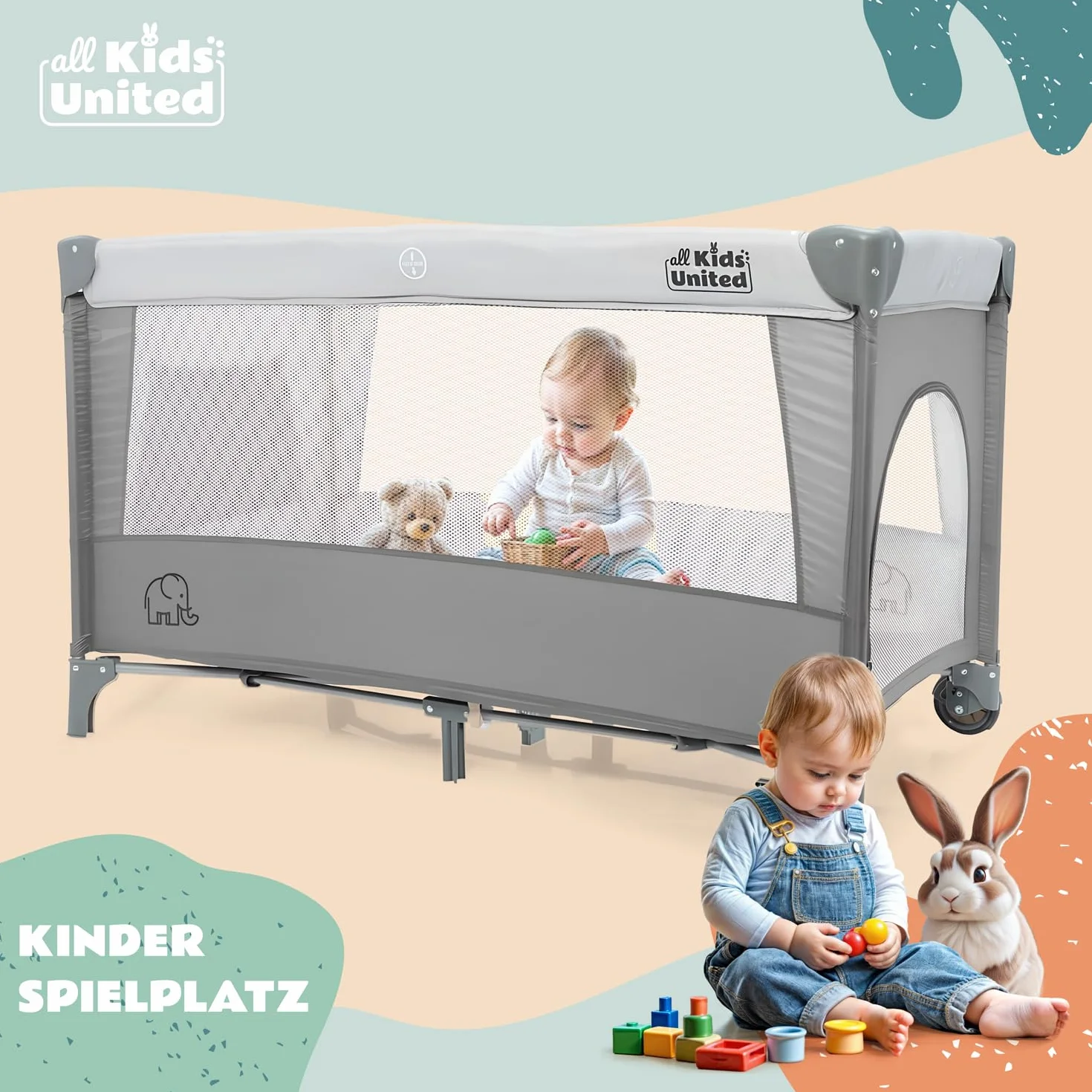 all Kids United® Łóżeczko turystyczne dla dziecka Deluxe - Babycenter łóżeczko turystyczne z przewijakiem i komórką