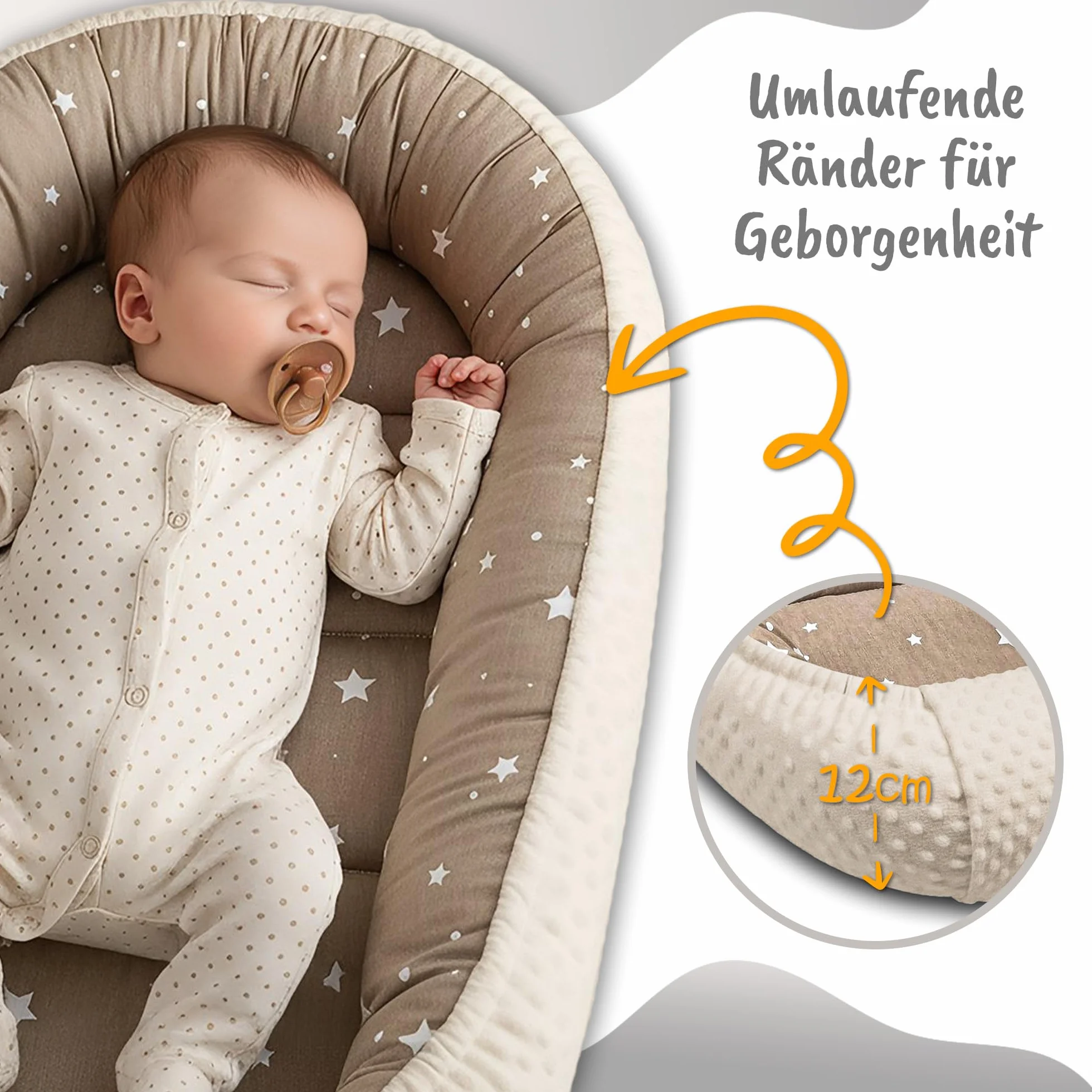 Gniazdko niemowlęce dla noworodka Minky gniazdo dla niemowląt do łóżeczka dziecięcego, wszechstronne, przenośne, przytulne gniazdo, akcesoria do łóżeczka dziecięcego, ciepłe zimowe kokosy, afryka