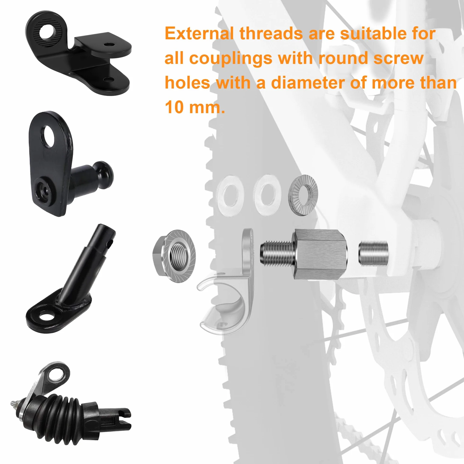 Adapter osi rowerowej, adapter sprzęgła do przyczepy, M12 x 1,0/3/8" x 26/M5/M10 x 1,0 (zestaw (M5 + M10 + 3/8" x 26))