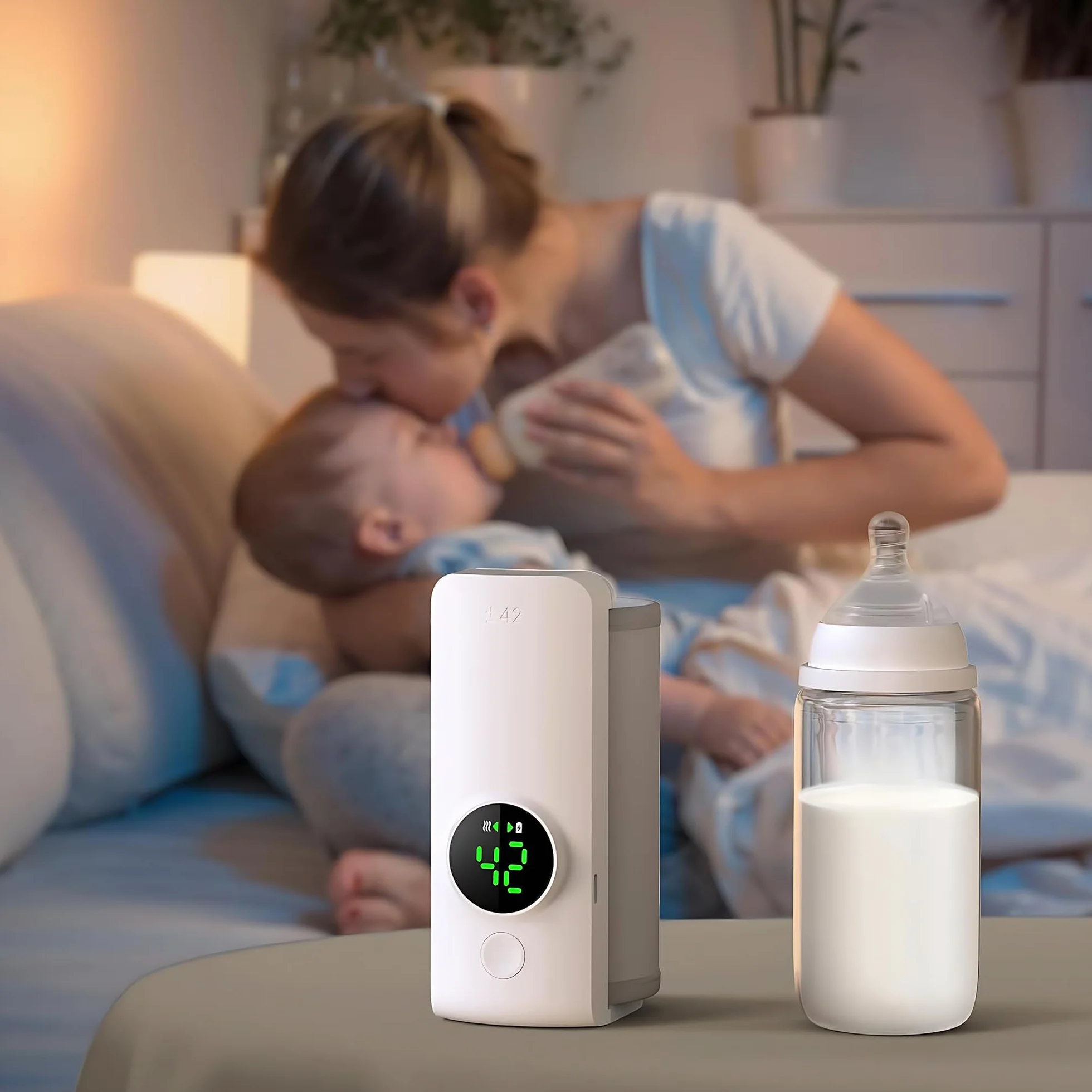 Przenośny Podgrzewacz do Butelek na Mleko, Elektryczny Podgrzewacz do Butelek na Mleko Matki, Podróżny Podgrzewacz do Butelek 6000 MAh, Bezprzewodowy Przenośny Podgrzewacz do
