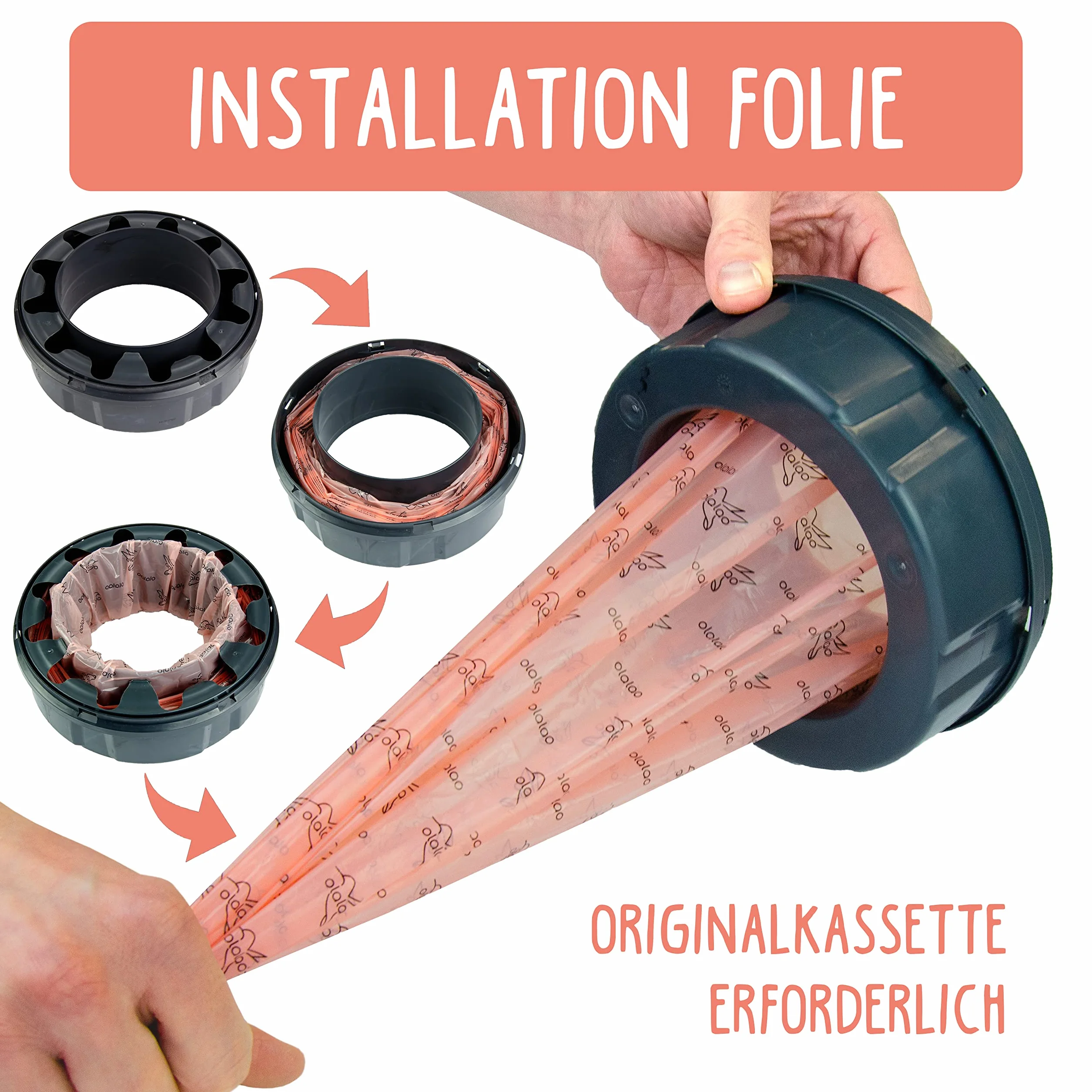 Folia uzupełniająca do wiaderek na pieluchy, 8 sztuk – kompatybilna z kasetami uzupełniającymi firmy Tommee Tippee Twist & Click i innymi (8 sztuk)