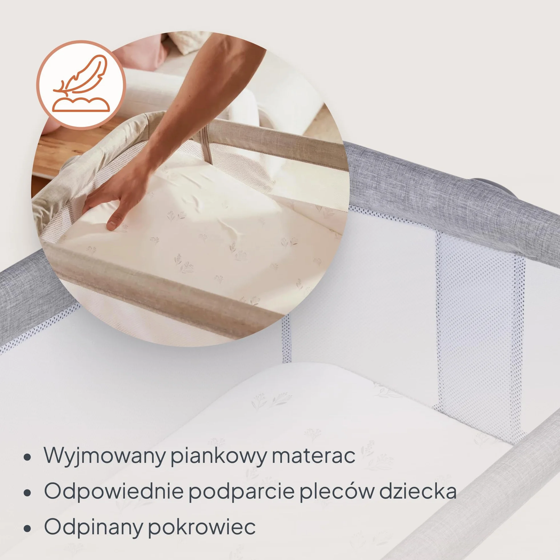 LIONELO Luna przenośne łóżeczko dostawne z materacykiem, co-sleeping, od noworodka do 9 kg. Regulowana wysokość i pochył, 4 kółka z blokadą, mocowanie do łóżka rodziców, przewiewne