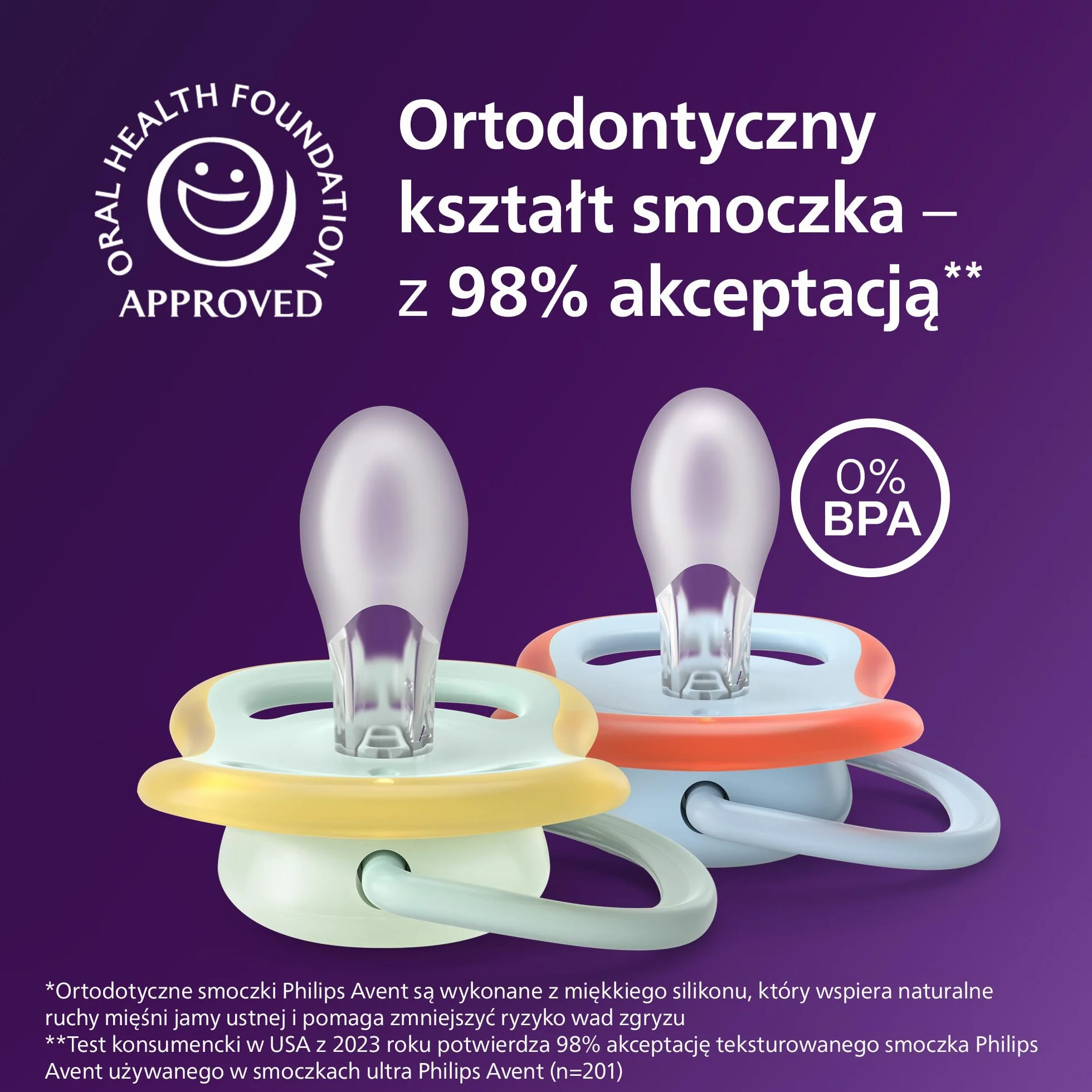 Philips Avent Ultra Air Day & Night Smoczki — ortodontyczny smoczek dla dzieci w wieku 0–6 miesięcy, wersja świecąca w ciemności, symetryczna miękka silikonowa końcówka, bez BPA, 4 sztuki, SCF087/22