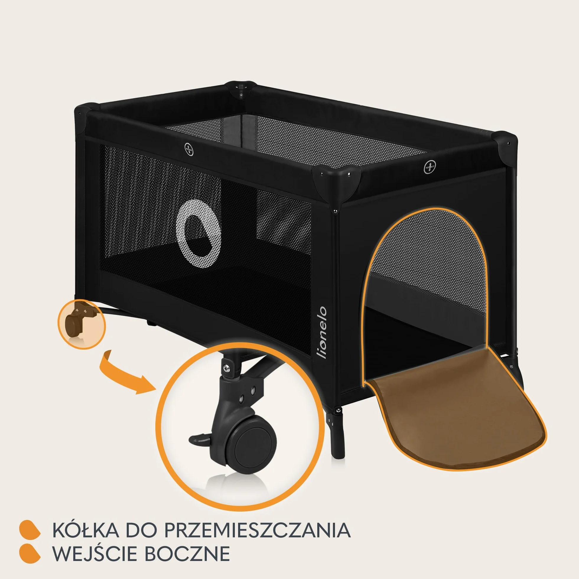 Lionelo Stefi 2 w 1 łóżeczko turystyczne, łóżko dziecięce z przewijakiem, przewiewne ścianki, system LockGuard, łóżeczko przenośne do 15 kg, składane, torba transportowa