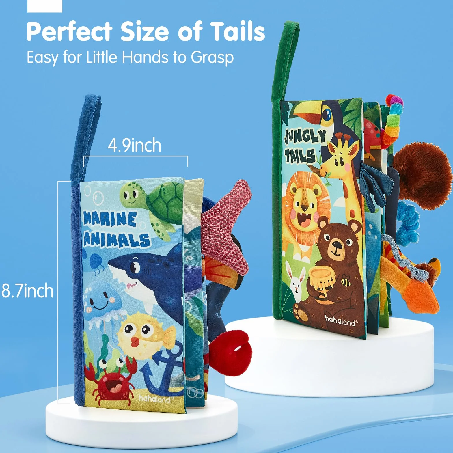 hahaland 2 Pcs Baby Books Toys 0-6 Months Touch Feel Activity Soft Book with Squeaker, Crinkle Paper Baby Essentials for Newborn Sensory Toys 0 3 6 12 Months 1 Year olds Baby Boy Girls Gifts
