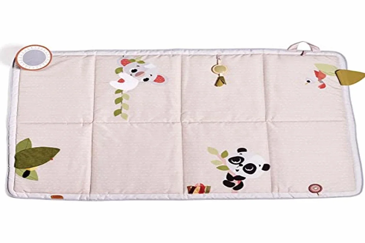 Tiny Love Super Mat, Mata Edukacyjna dla Niemowląt Gigant (150 x 100 cm), 0+, 6 Aktywności, Mata Interaktywna, Lusterko do Zabawy na Brzuszku, Drewniana Grzechotka, Karta Rozwojowa, Boho Chic