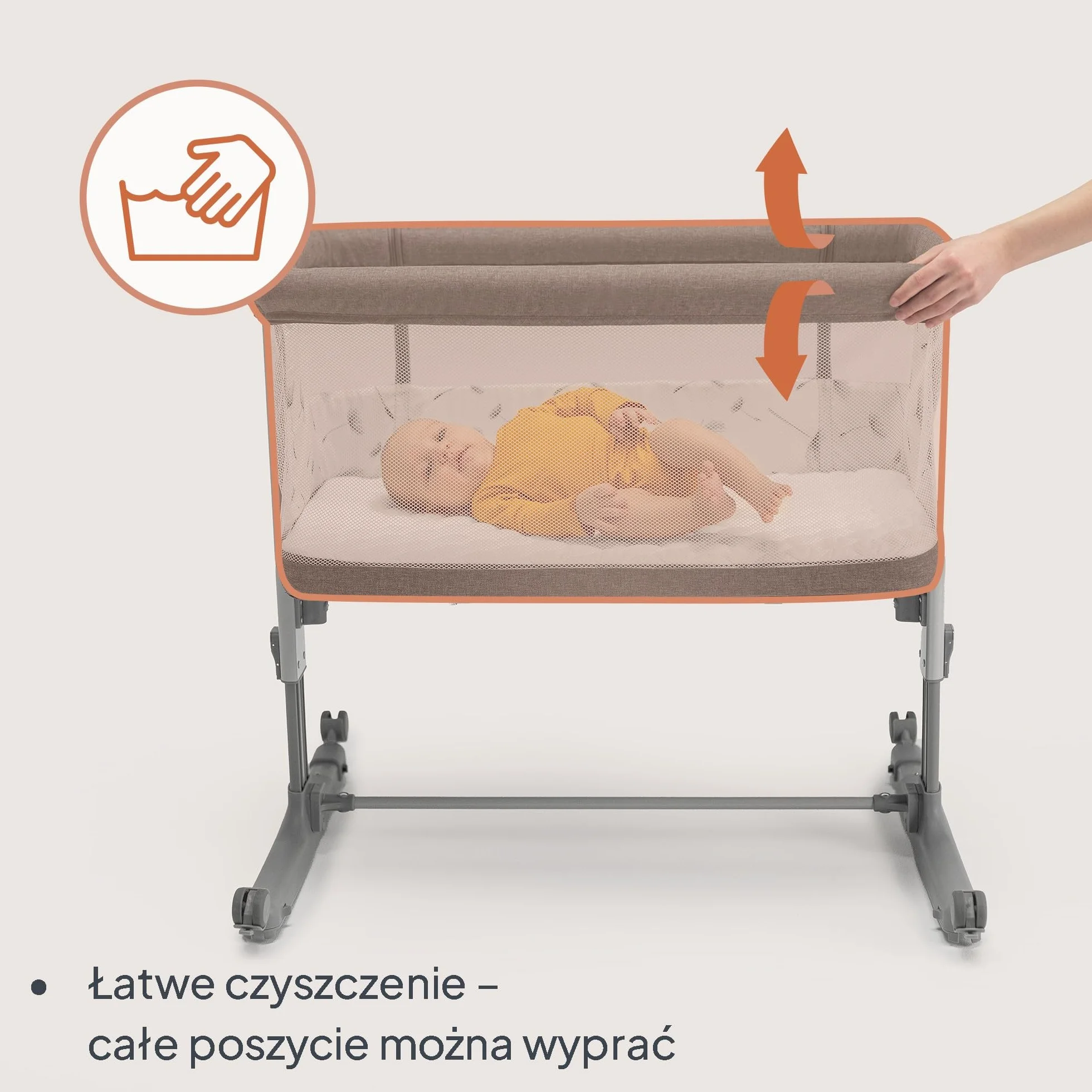 LIONELO Aurora 3 w 1 Łóżeczko Dziecięce do 9 kg, Łóżko Dostawne, Kołyska, Regulacja Wysokości oraz Kąta Nachylenia Materaca, 4 Kółka z Hamulcem Ergonomiczny Materac Torba