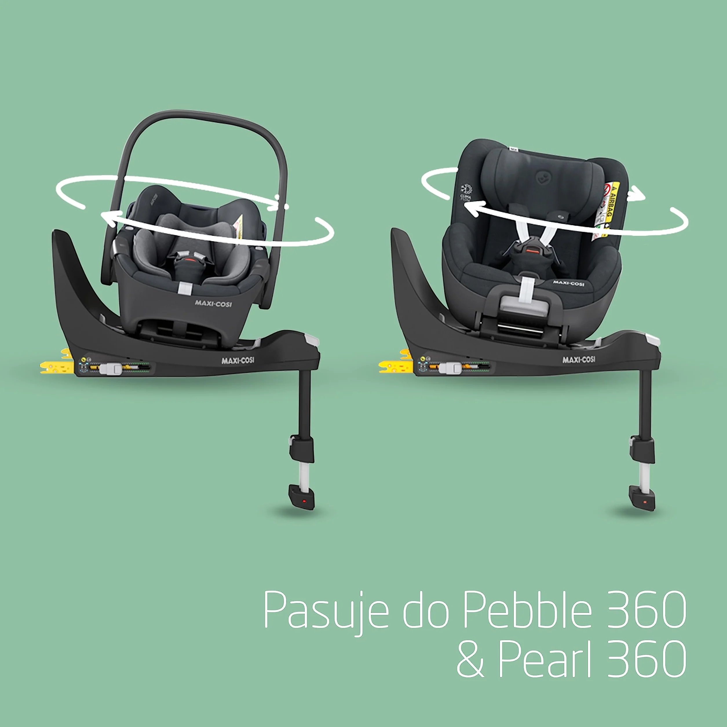 Maxi-Cosi Baza FamilyFix 360 i-Size, Obrotowy Fotelik Samochodowy System, Obrotowa Baza ISOFIX 360, 0–4 lata (40–105 cm), System FlexiSpin, Kontrola obracania TravelSafe, Click & Go, Black