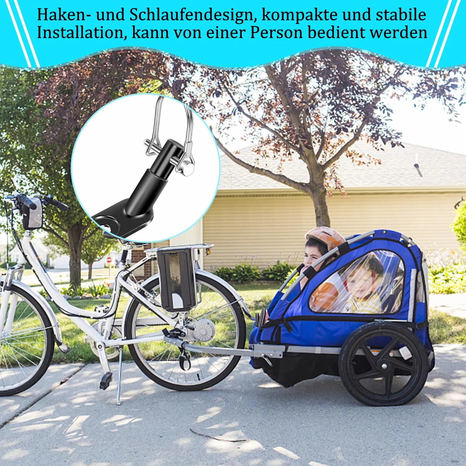 2 sztuki przyczepki rowerowej, hak holowniczy, adapter rowerowy z płatkiem śniegu, wielofunkcyjne akcesoria do przyczepki dla psów, przyczepki dla dzieci, 2 sztuki