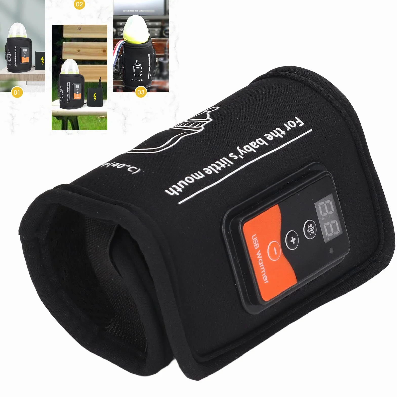 Podgrzewacz do Butelek USB 10 W Kieszonkowy Termostat do Butelek Przenośny Podgrzewacz do Butelek z Wyświetlaczem LCD ze smyczą z Haczykiem i pętelką, Podróżny Podgrzewacz do
