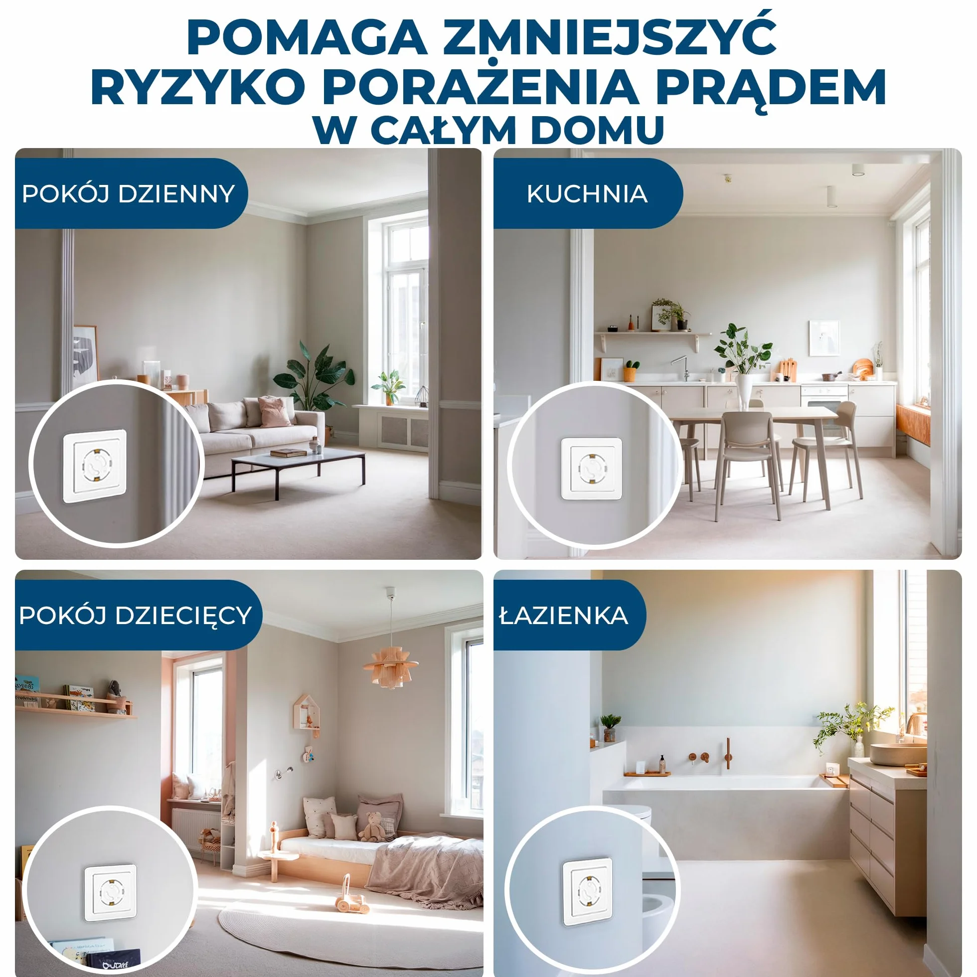 Hoffenbach 20x Ochrona gniazdek elektrycznych z mechanizmem obrotowym – Zabezpieczenie dla dzieci do gniazdek ściennych i osłon gniazdek – Ochrona bezpieczeństwa dla niemowląt i dzieci – Biały