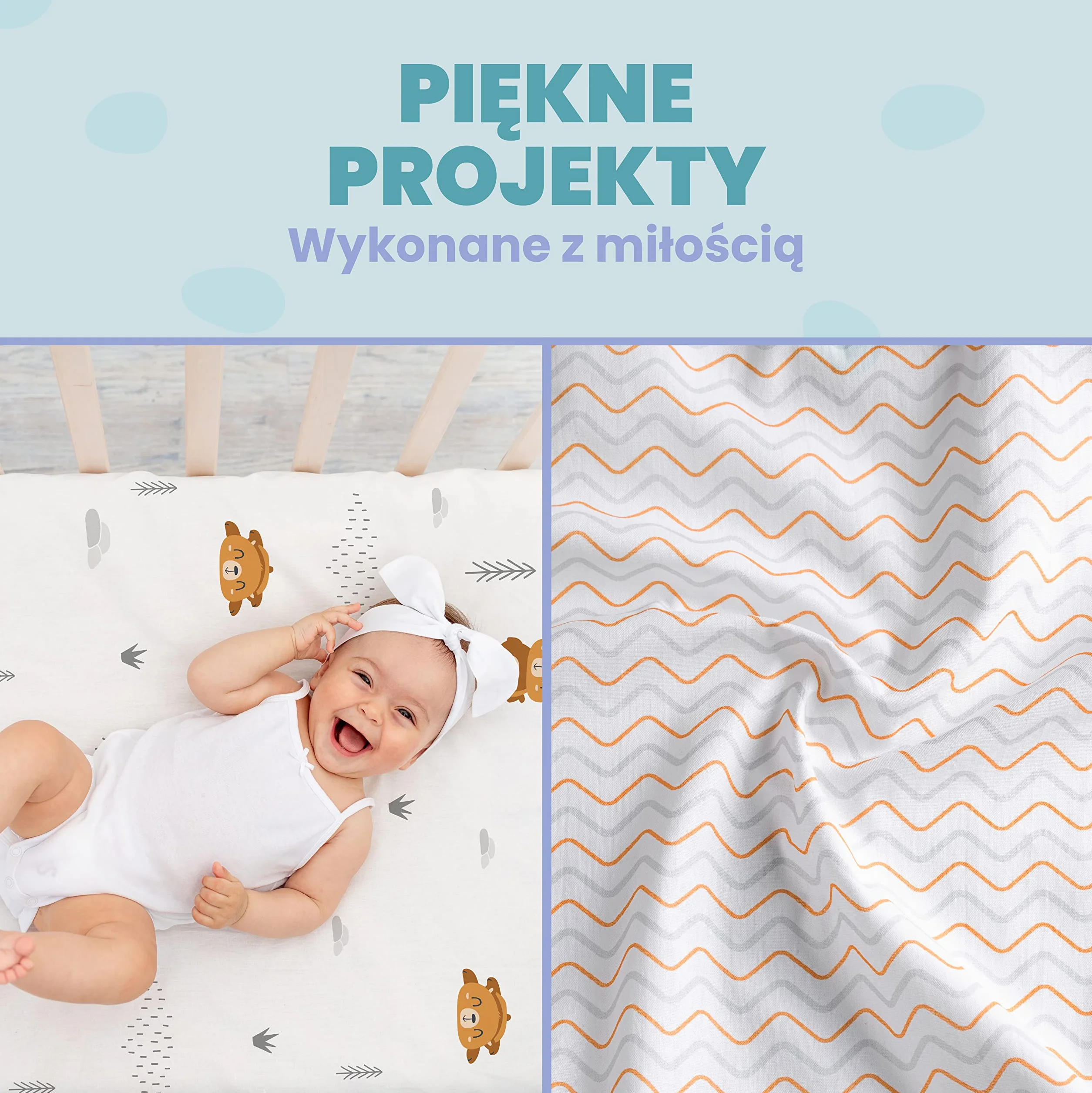 Zestaw 2 x 100% Bawełniane Prześcieradła z Gumką - 1 x 100% Wodoodporny Pokrowiec na Materac - Zestaw 3-55x90cm - Orange