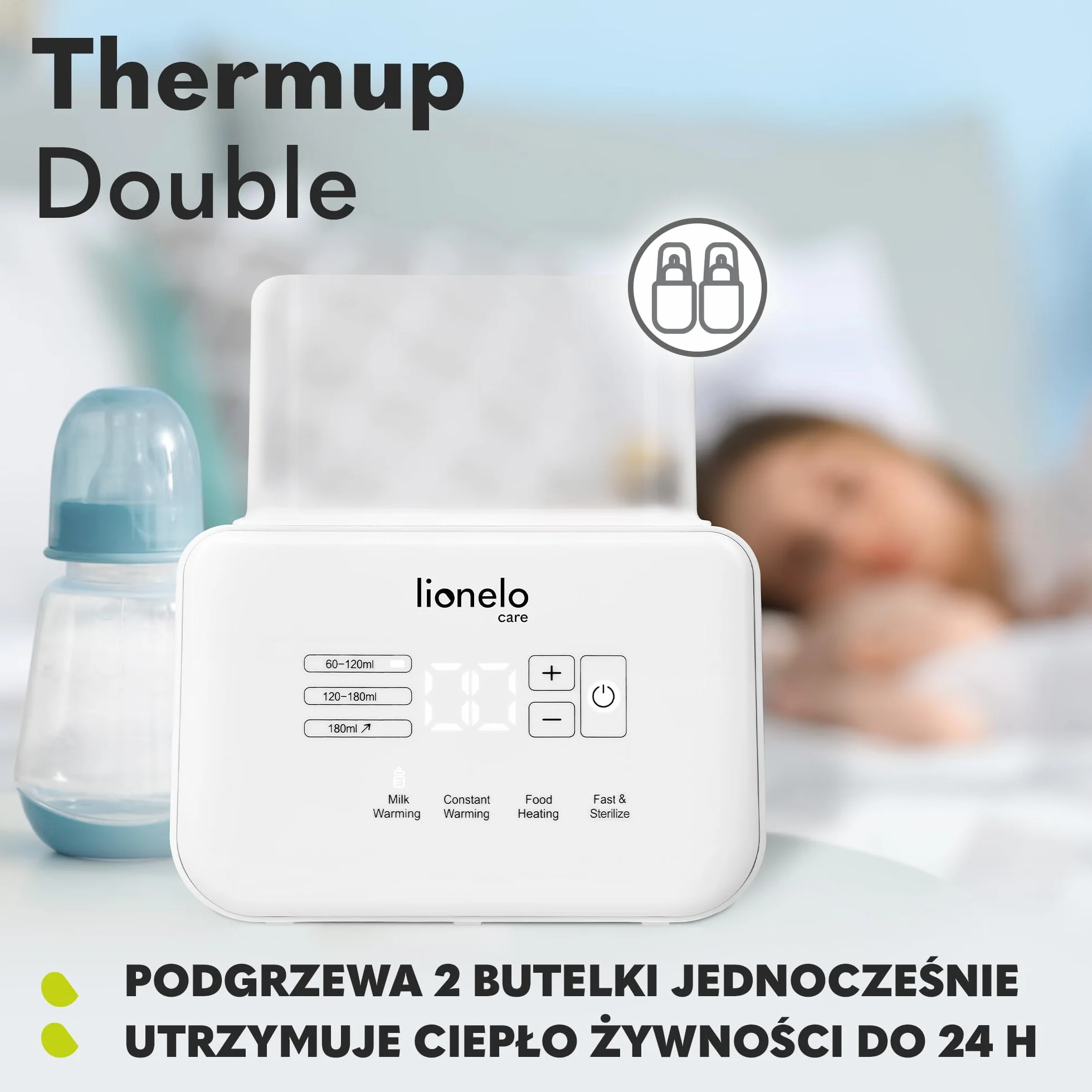 Lionelo C-THERMUP DOUBLE WHITE Podgrzewacz, Biały, ‎13,5 x 20,5 x 22,5 cm; 750 g