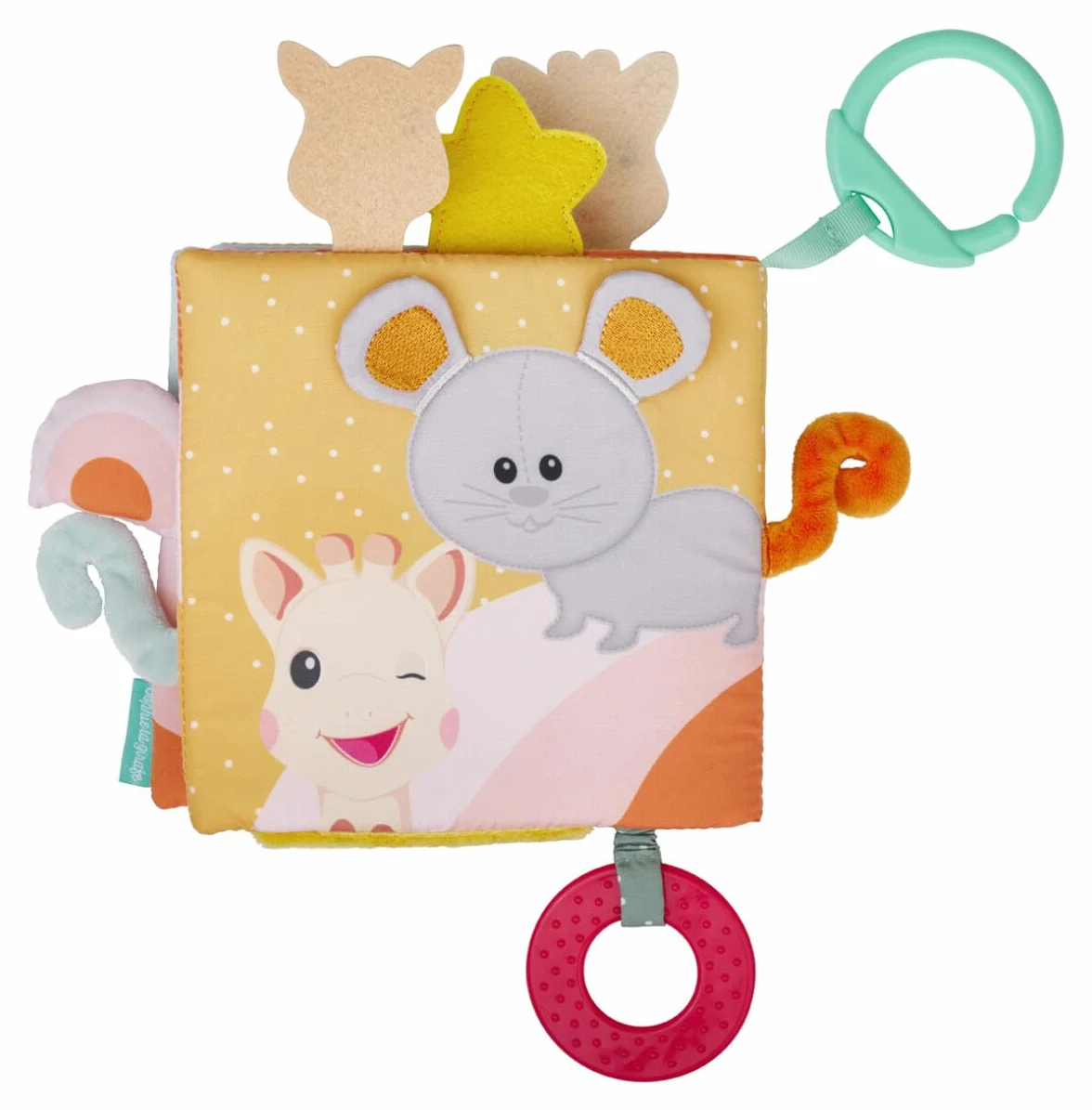 SOPHIE LA GIRAFE - Księga odkryć Sophie la Girafe - Gry Przebudzenia - 8 stron - Różne aktywności, tekstury, kolory - Dla dzieci od 3 miesiąca życia