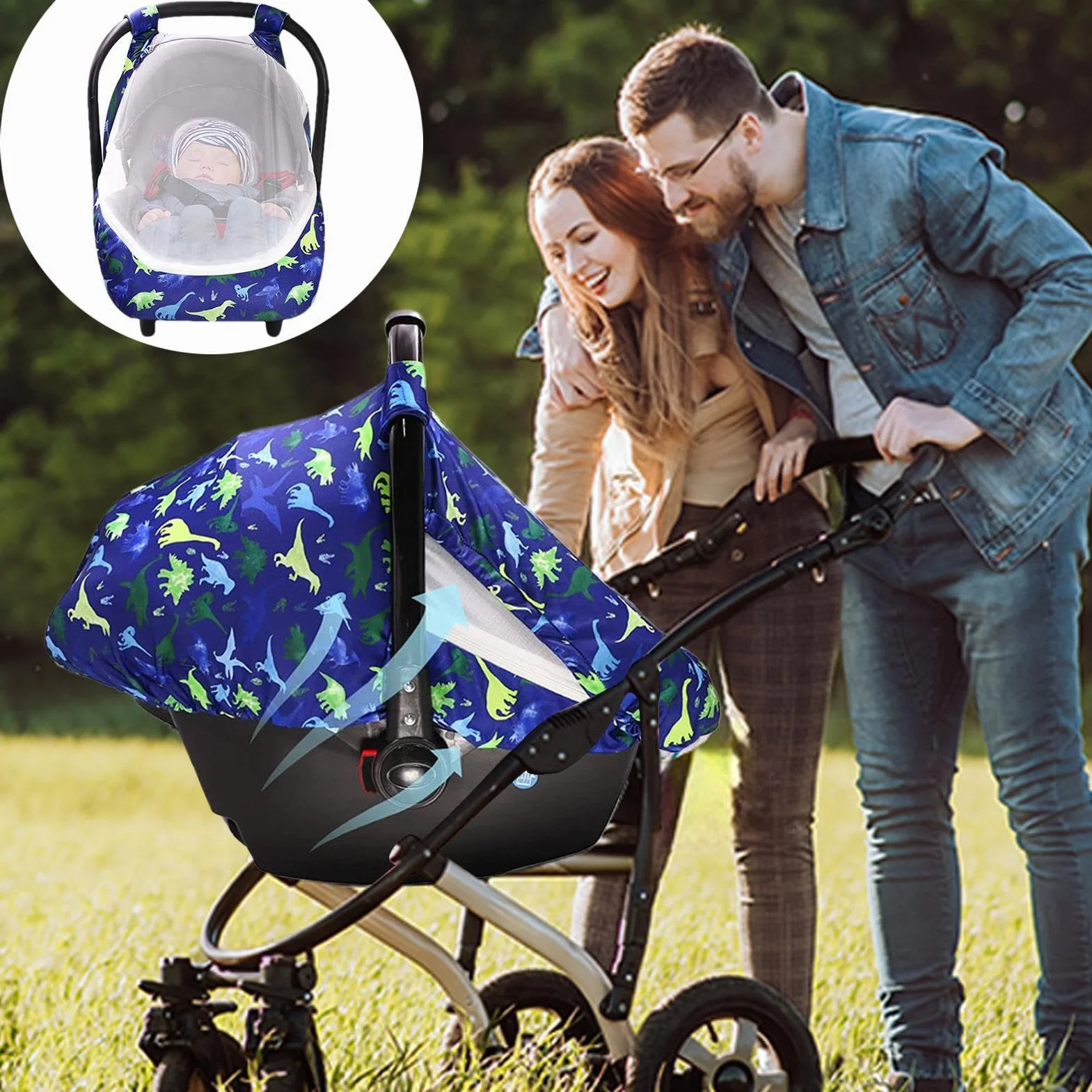 Kids Car Seat Cover, Travel Carrier Canopy, Kick Proof Protection, Double Layer Window Design, Soft & Breathable, Perfect for Boys, Girls, and Children Comfort