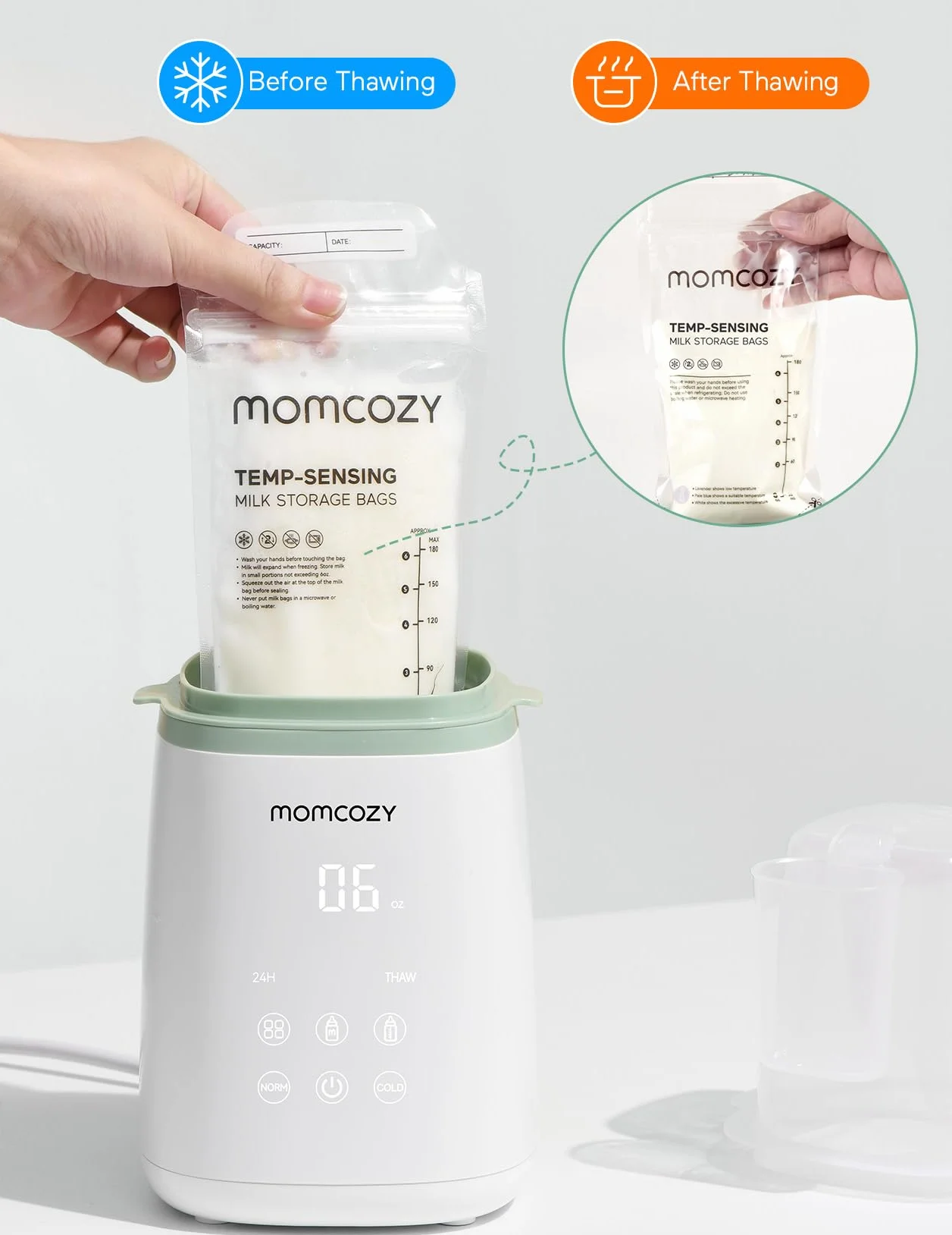 Momcozy Podgrzewacz do butelek, szybki podgrzewacz do mleka dla niemowląt z dokładną regulacją temperatury i automatycznym wyłączaniem, wielofunkcyjny podgrzewacz do butelek do mleka matki,
