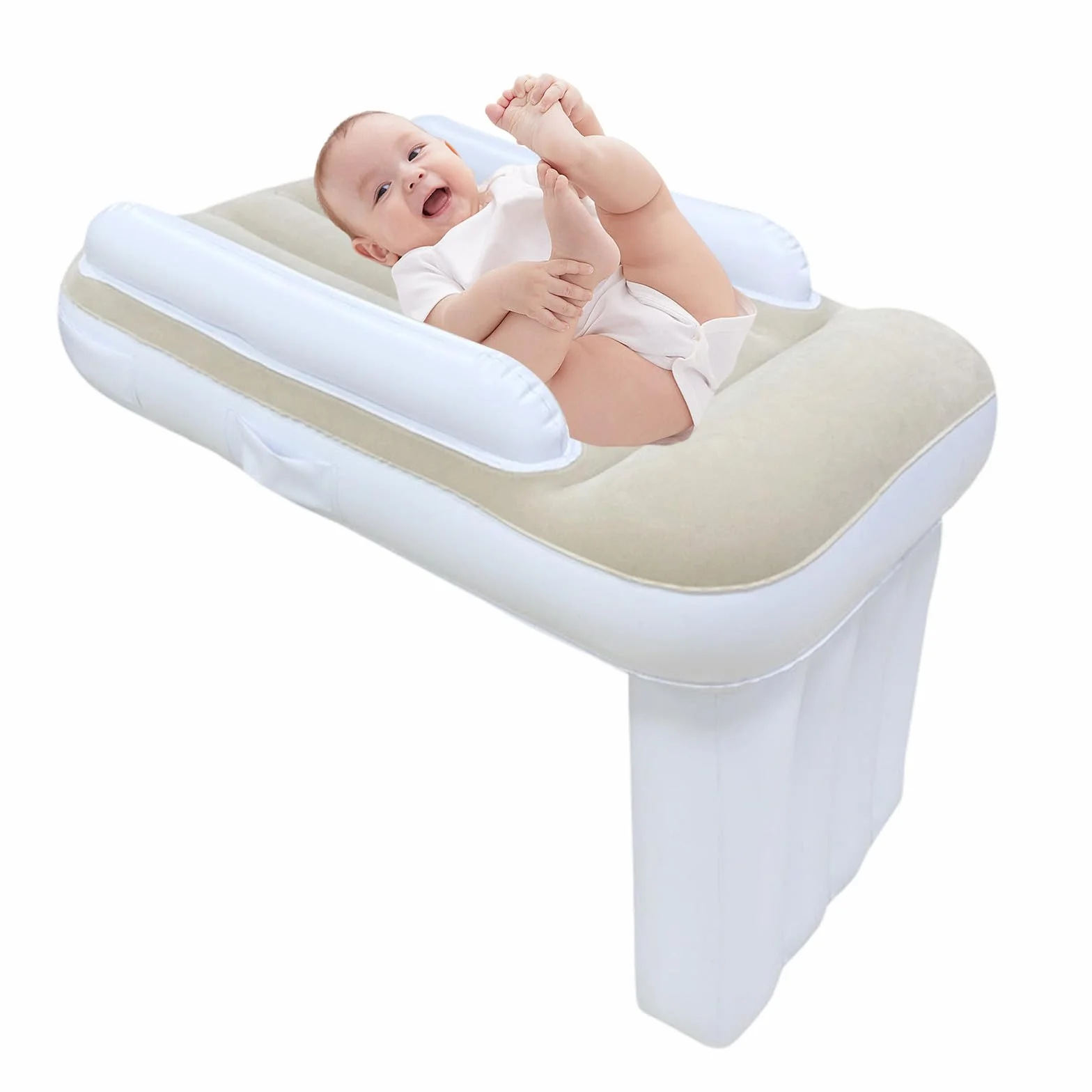 Air Baby Samolot Must Have 80 x 60 x 50 cm, przenośny przedłużacz siedziska z pompką powietrzną, nadmuchiwane łóżko samolotowe dla dzieci do spania, pasuje do większości foteli w samolotach i