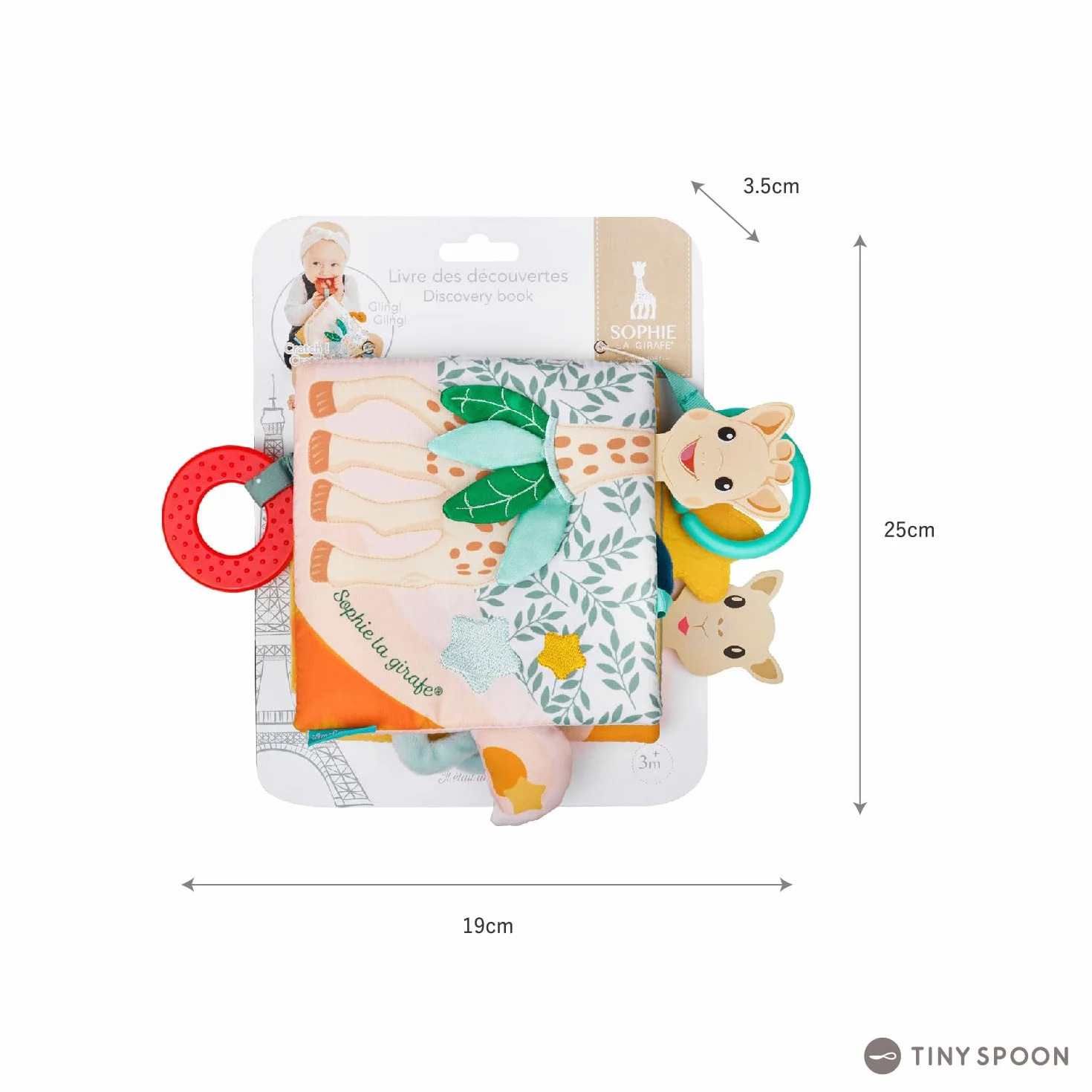 SOPHIE LA GIRAFE - Księga odkryć Sophie la Girafe - Gry Przebudzenia - 8 stron - Różne aktywności, tekstury, kolory - Dla dzieci od 3 miesiąca życia