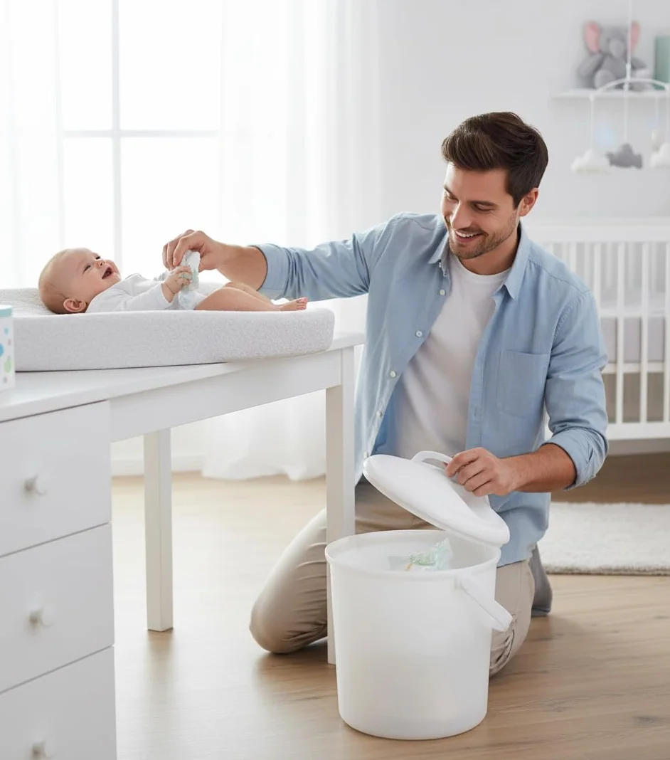 Rotho Babydesign Pojemnik na zużyte pieluszki,10 l, Od urodzenia, Bella Bambina, Biały, 200210001