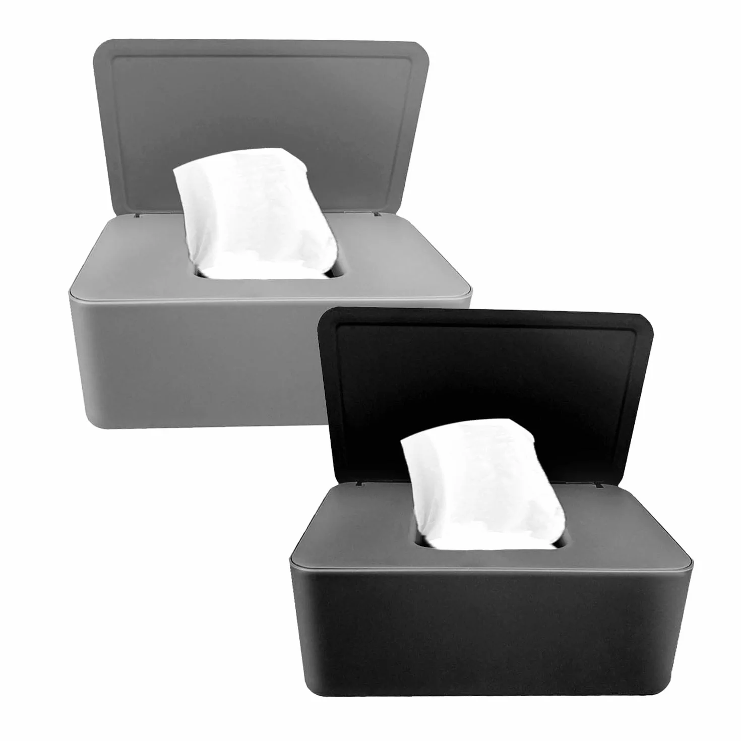 Pudełko na chusteczki nawilżane dla niemowląt, 2 sztuki, pudełko na papier toaletowy z pokrywką, tworzywo sztuczne, pudełko na serwetki na wilgotny papier toaletowy, do domu, biura