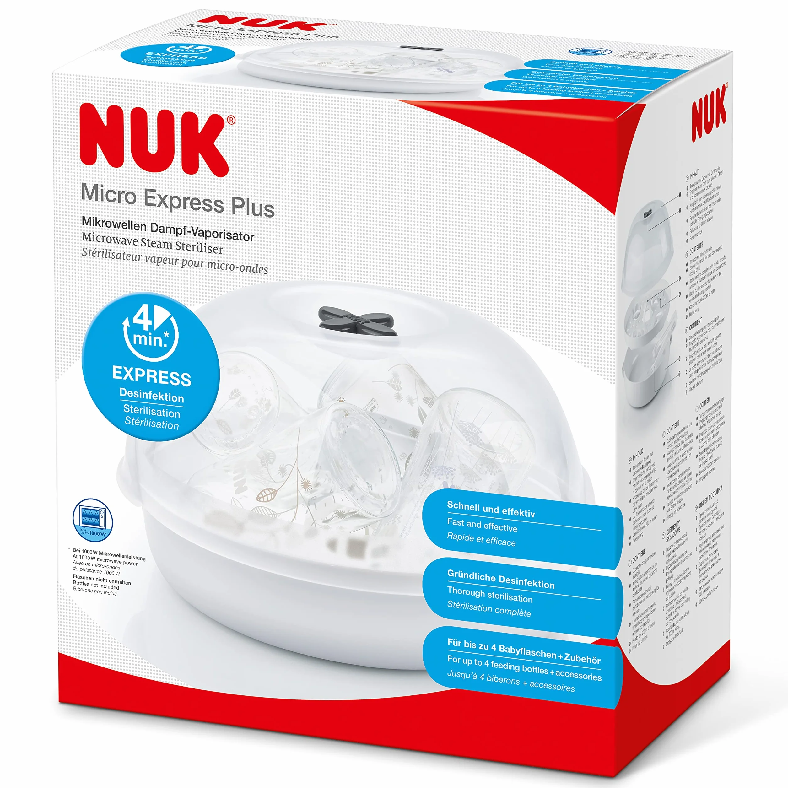 Nuk 10256444 Sterylizator, Biały, Do 4 Butelek