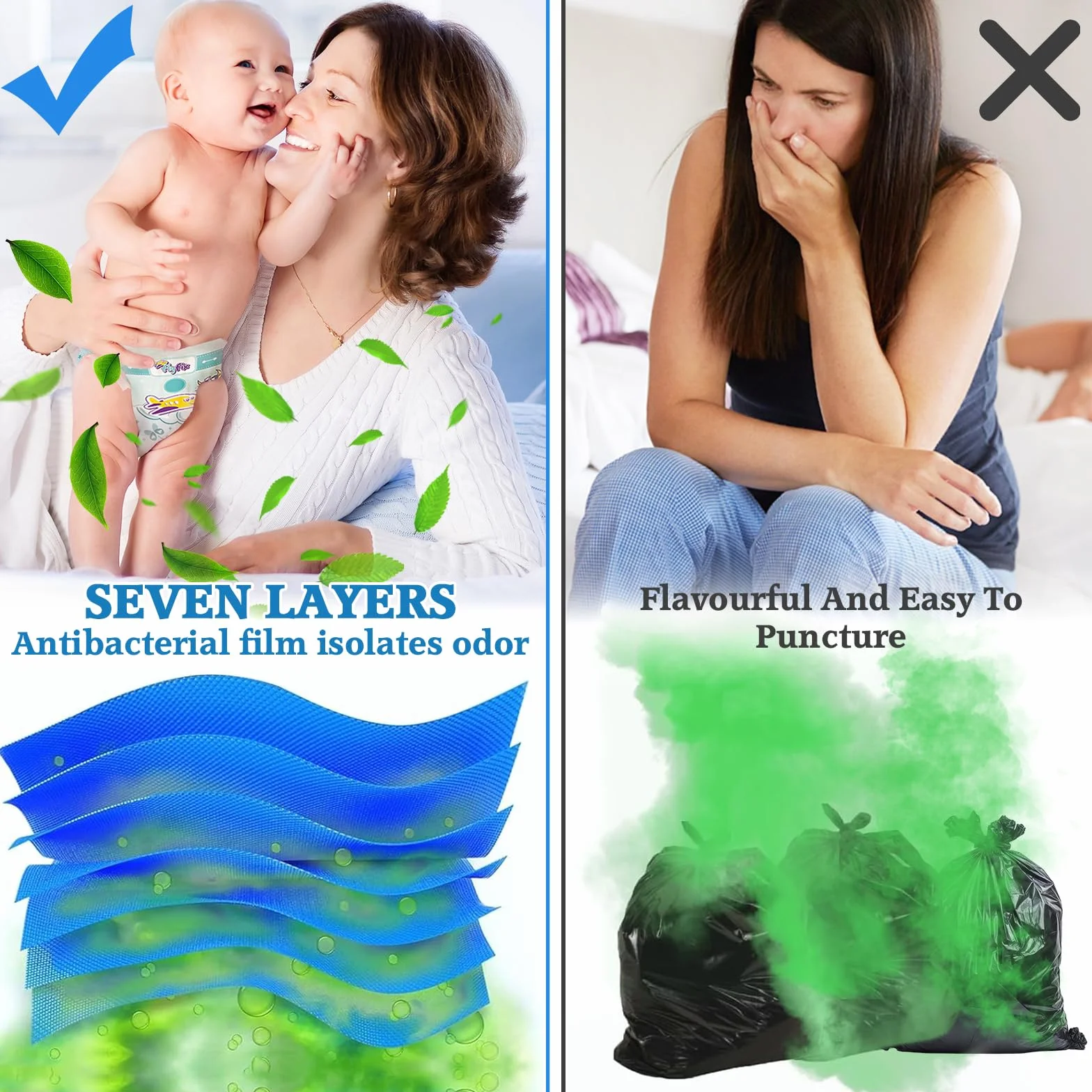 zestaw 12 wkładów do kosza na pieluchy, 4,5 m folii, kompatybilne z Tommee Tippee Twist & Click, Sangenic Tec, Simplee, materiał EVOH, bezzapachowe i ekologiczne