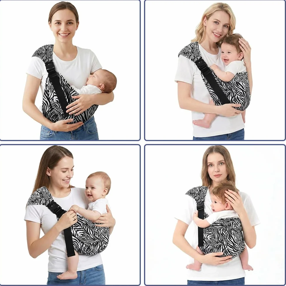 Nosidełko dla niemowląt, nosidełko, ergonomiczne nosidełko, wygodne i lekkie, odpowiednie dla noworodków, maksymalne obciążenie 20 kg, nadruk zebry