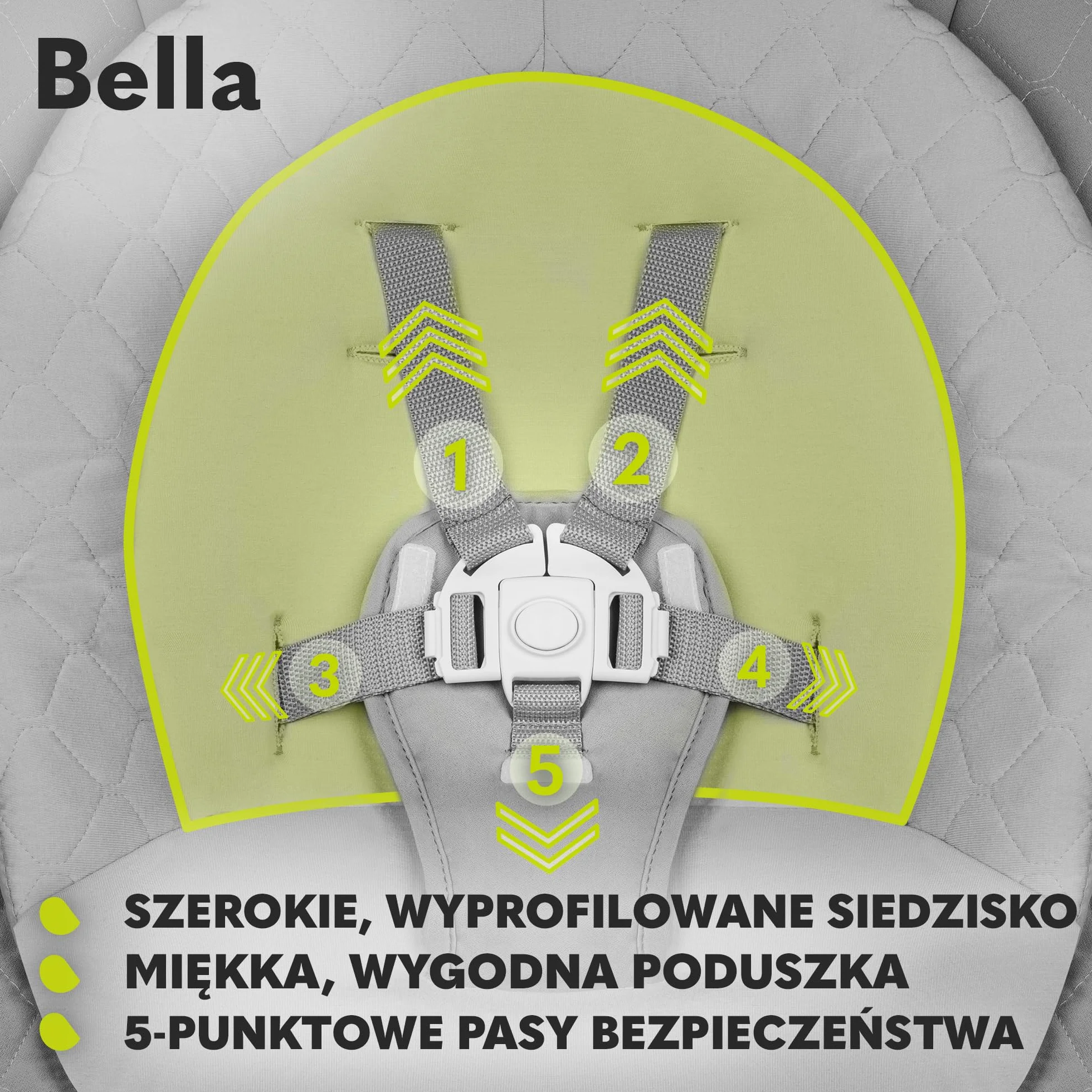 LIONELO Bella Elektryczny Obrotowy Bujaczek 360 dla Niemowląt do 9 kg Regulacja Oparcia, 5 Prędkości Bujania Pasy Bezpieczeństwa Wykrywanie Ruchu Antypoślizgowy, 12 Melodii Pilot