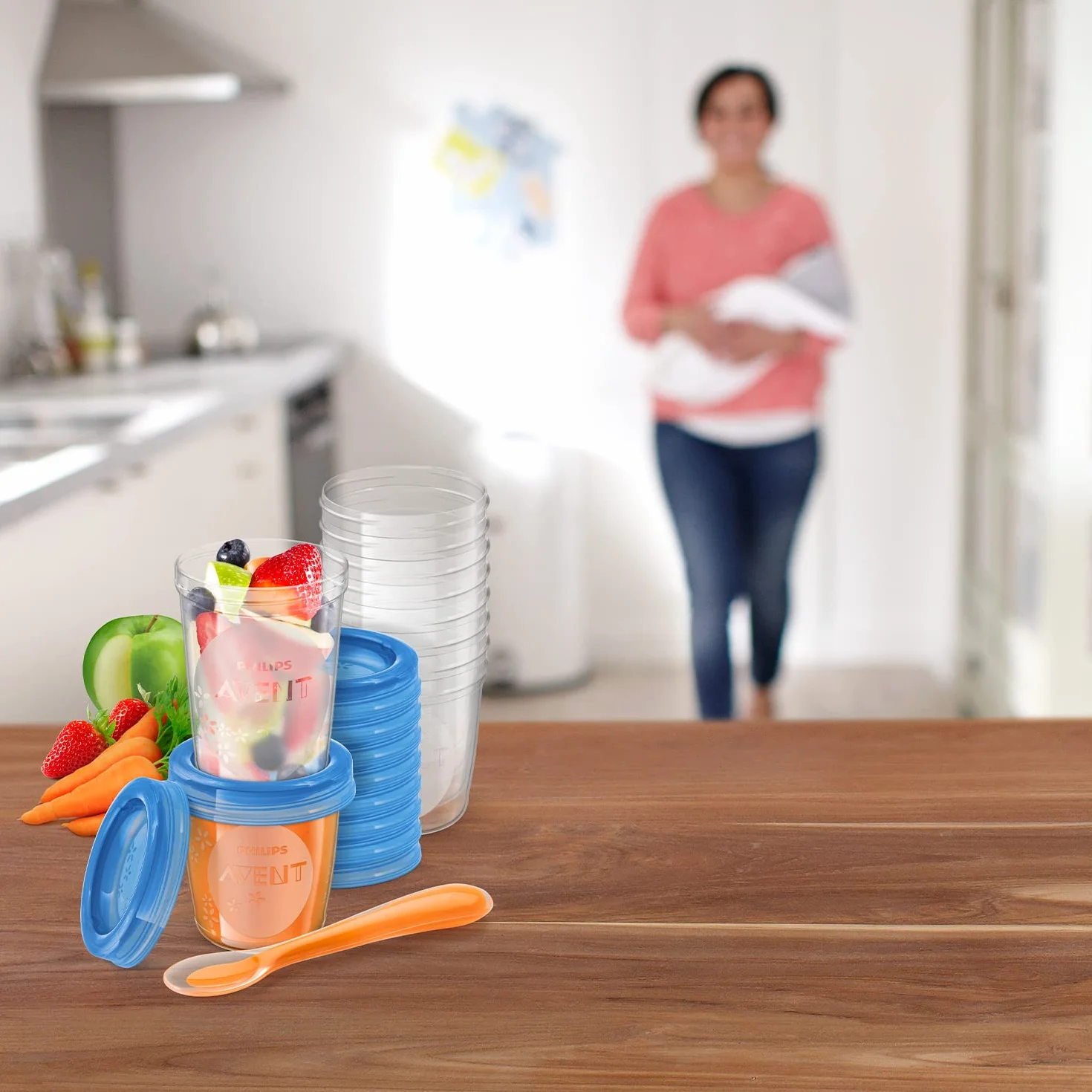 Philips Avent SCF721/20 pojemnik do przechowywania żywności dla niemowląt, 20 sztuk (10 x 180 ml, 10 x 240 ml), z zakrętką