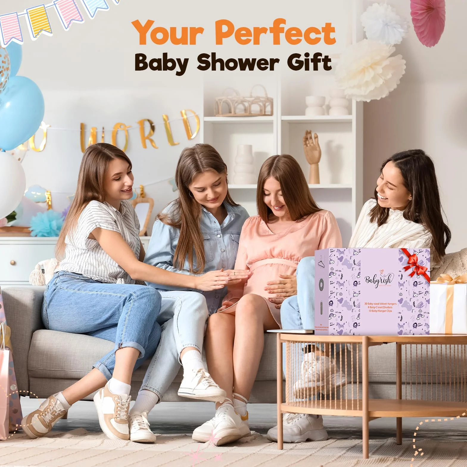 Babyrish Velvet Baby Hangers 30 Pack, Ultra Thin Nonslip Nursery Clothes Hangers (Grey)