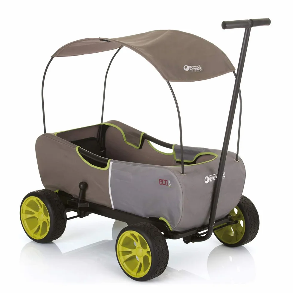 Hauck Wózek Transportowy Eco Mobil, dla Dwojga Dzieci, od 2 Lat, Ładowność do 50 kg, Stabilny, Nieprzechylny, Składany, Hamulec Postojowy, Resorowany, Zdejmowany Dyszel, Zadaszenie, Poduszka