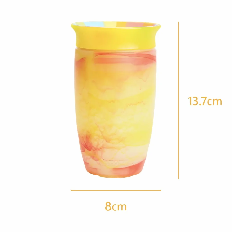 Munchkin Miracle 360 12+ miesięcy 10 uncji Baby Sippy Cups (2 opakowania), kubek treningowy, bez BPA, bez spill, butelka na wodę z łatwymi uchwytami. (różowy/żółty)