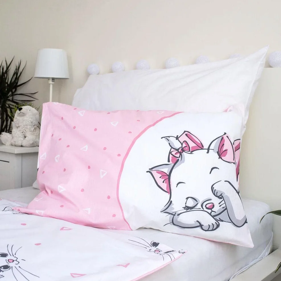 Disney Aristocats zestaw pościeli dla małych dzieci jasnoróżowy z kotem Marie