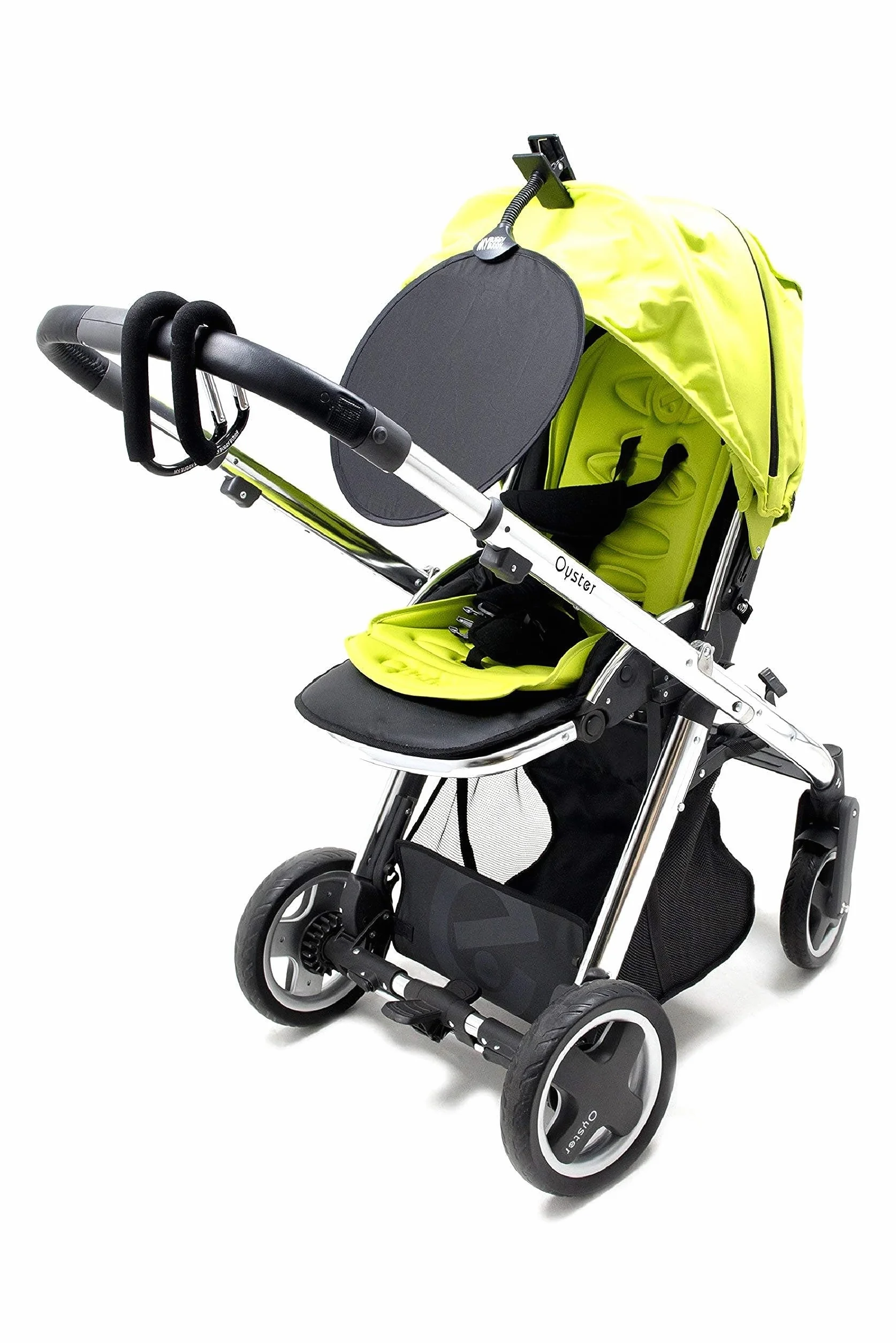 Osłona przeciwsłoneczna do wózka dziecięcego, uniwersalnego dopasowania, ochrona UPF 50+, łatwe składanie/otwieranie, średnica 34 cm, kolor czarny