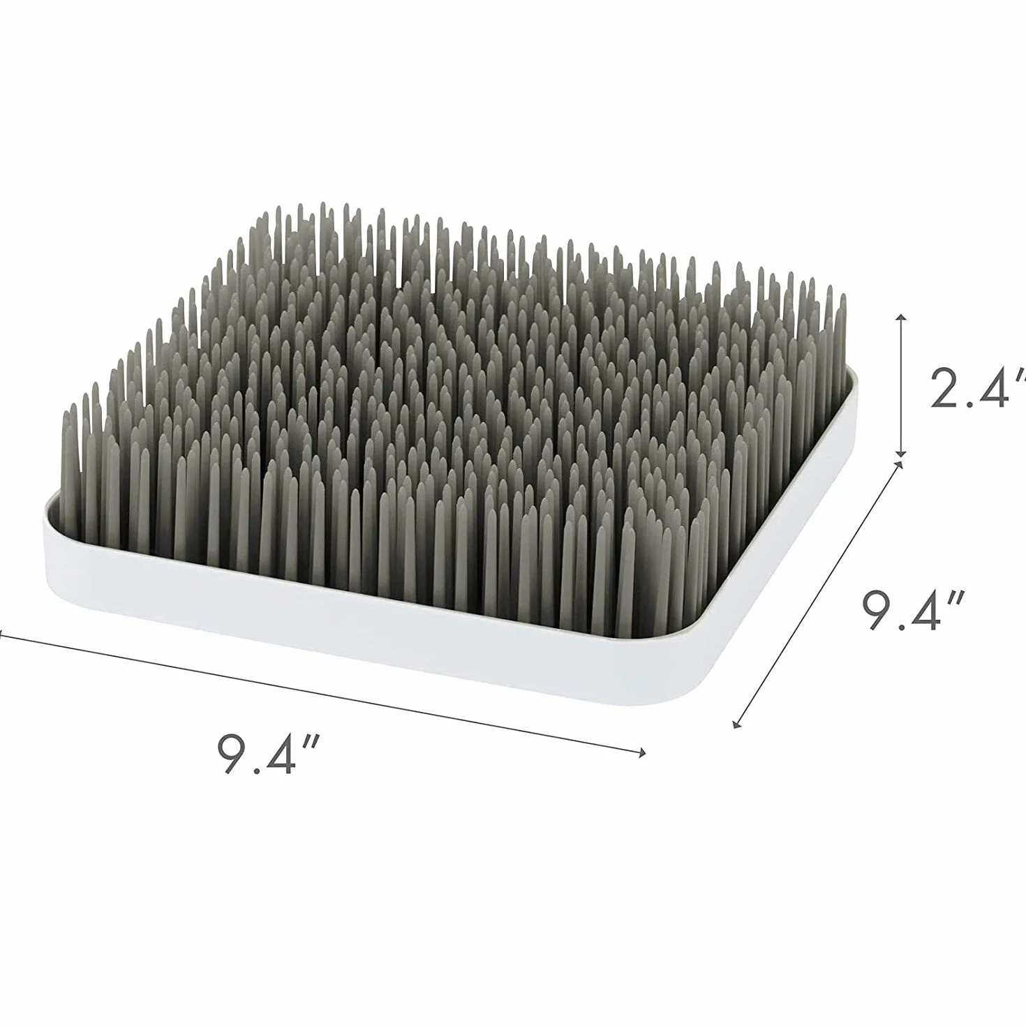 Boon Plastikowy stojak do suszenia z trawą, nowoczesny organizer na butelki dla niemowląt na blat, 24,8 x 25,1 x 7,6 cm - szary