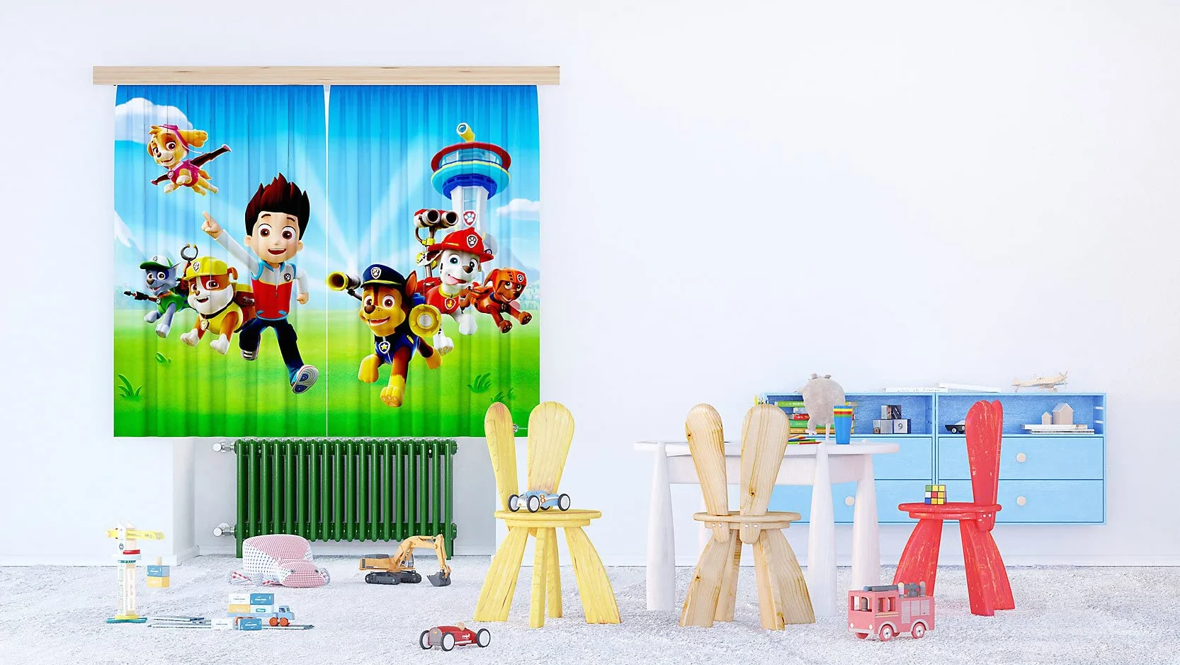 AG Design Psi Patrol zasłony do pokoju dziecięcego, 2 części, wielokolorowe, 180 x 160 cm
