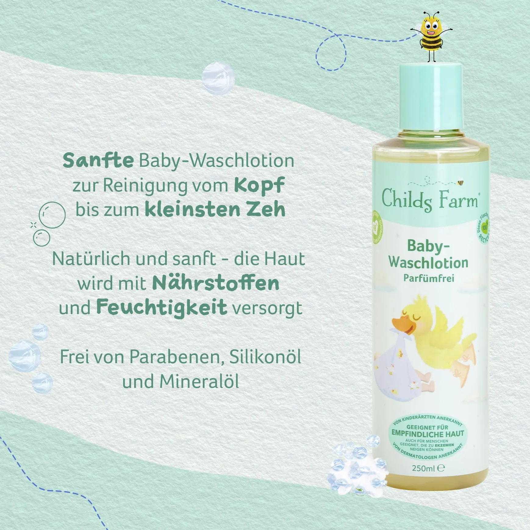 Childs Farm Balsam do mycia niemowląt 250 ml, bez perfum, delikatnie czyści | Odpowiedni dla noworodków z suchą, wrażliwą skórą również ze skłonnością do atopowego zapalenia skóry