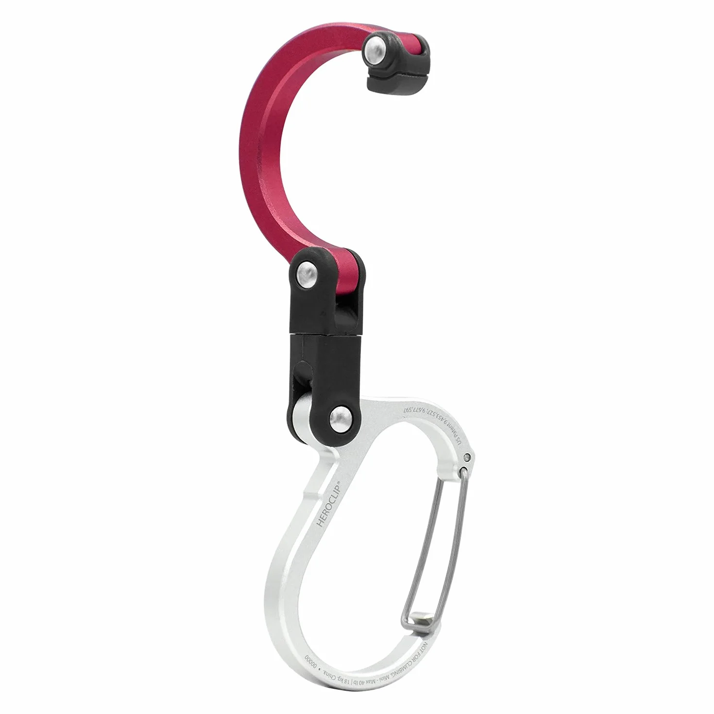 HEROCLIP Mini - Carabiner Clip And Hook, Bag, Purse, Backpack Hanger, Baby Pushchair Hook, Keyring Carabiner And Multifunction For Camping, Fishing, Hiking Or Travel, Hang Anything, Anywhere