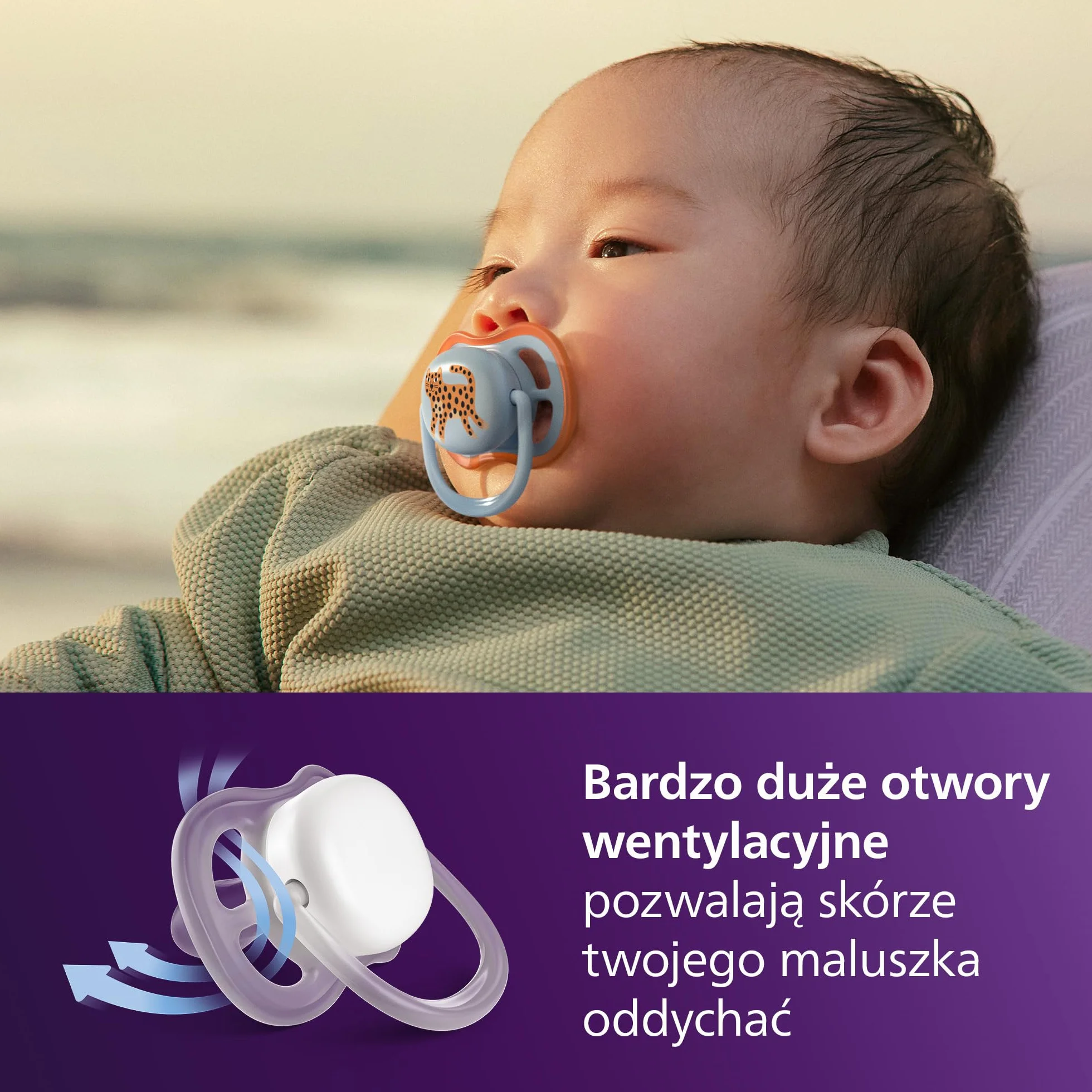 Philips Avent Ultra Air Day & Night Smoczki — ortodontyczny smoczek dla dzieci w wieku 0–6 miesięcy, wersja świecąca w ciemności, symetryczna miękka silikonowa końcówka, bez BPA, 4 sztuki, SCF087/22