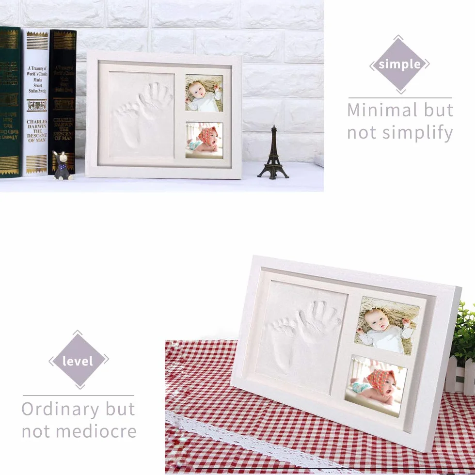 Zestaw odcisków stóp i zestaw odcisków dłoni, zestaw ramek na zdjęcia dla noworodka dziewczynek i chłopców, prezenty na baby shower, lista noworodków, prezent dla nowych rodziców, idealna